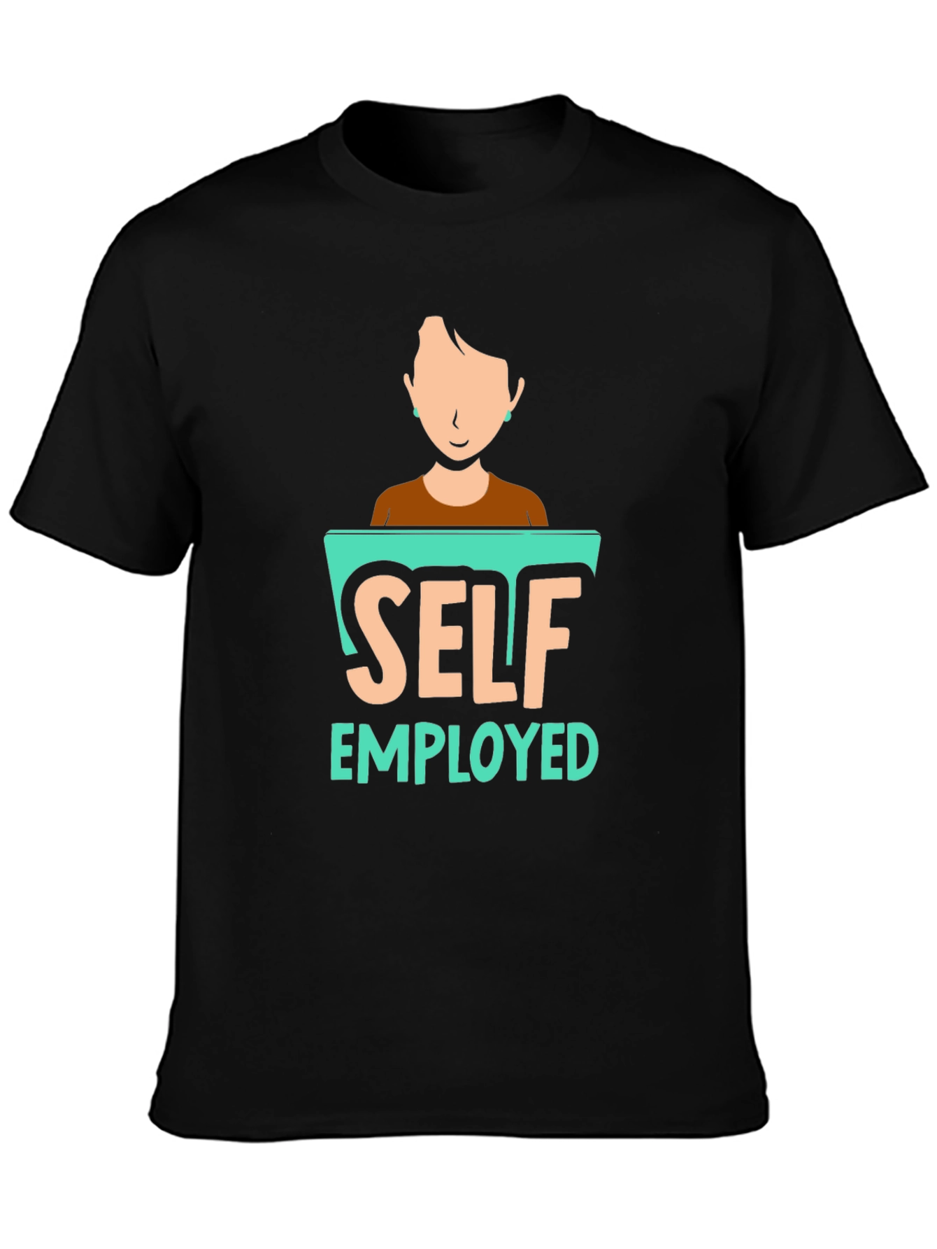Black Self Employed Graphic T-Shirt, Black Cotton Blend view 3