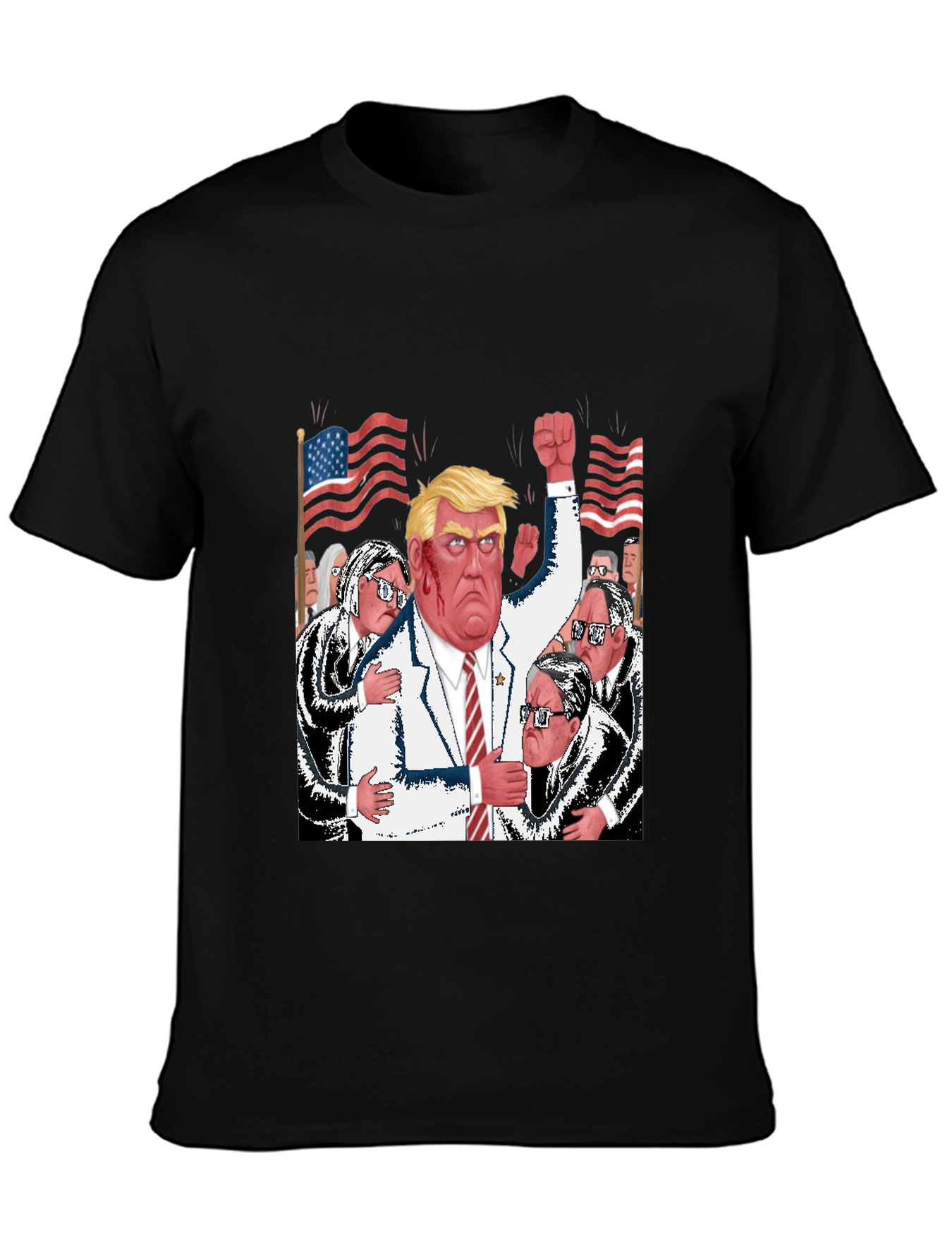 Black Trump Political Cartoon T-Shirt view 3