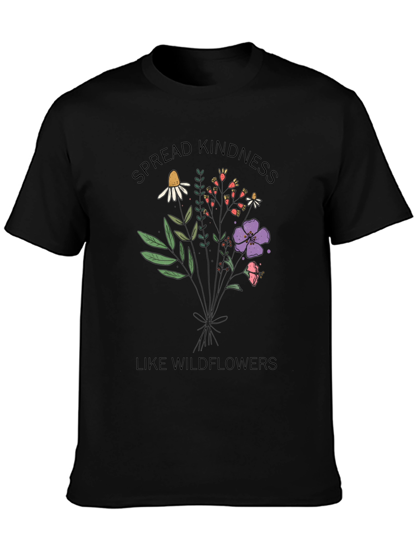 Black Spread Kindness Wildflower Graphic Tee view 3