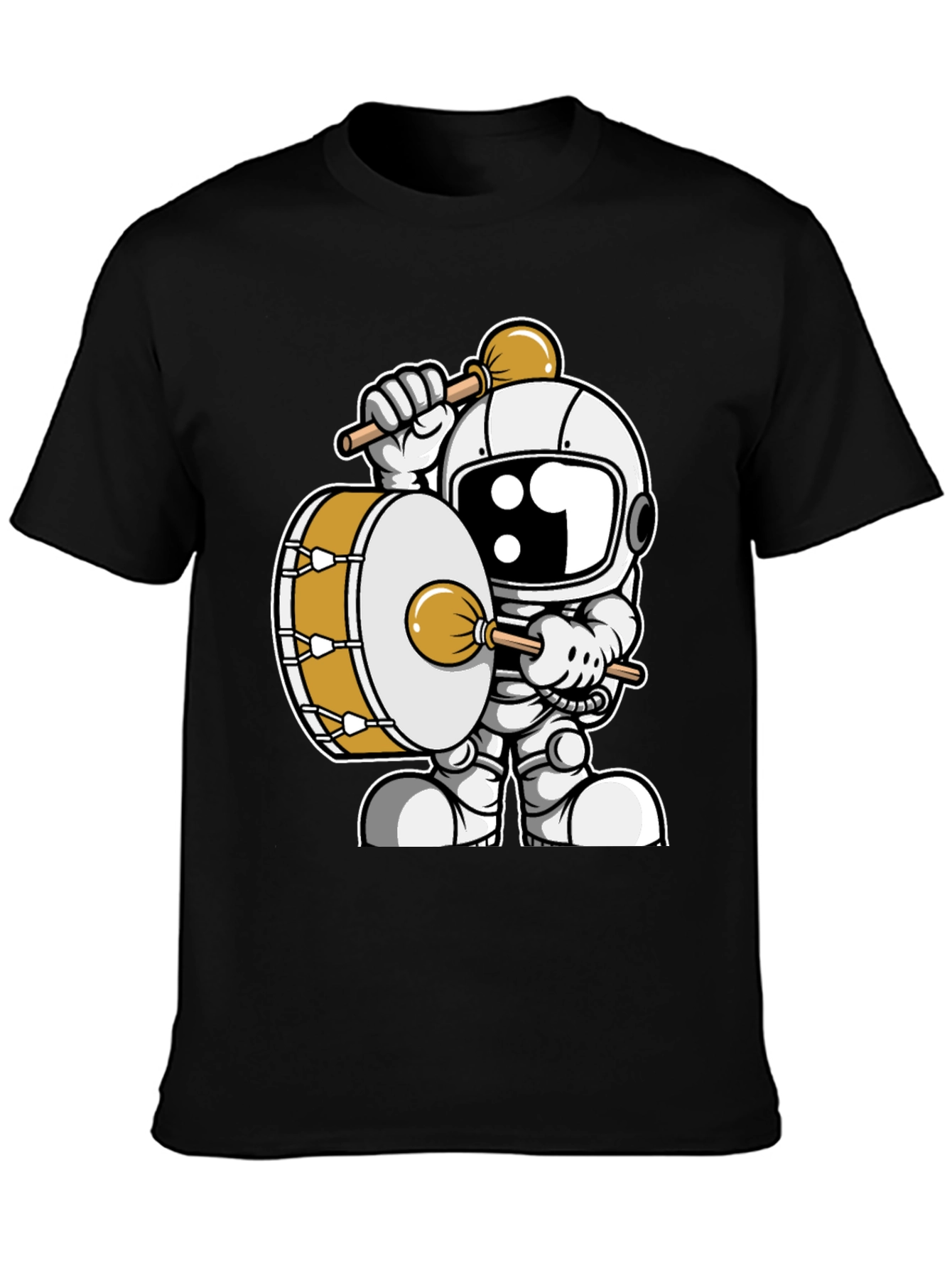 Black Astronaut Drummer T-Shirt - Space Musician Tee view 3