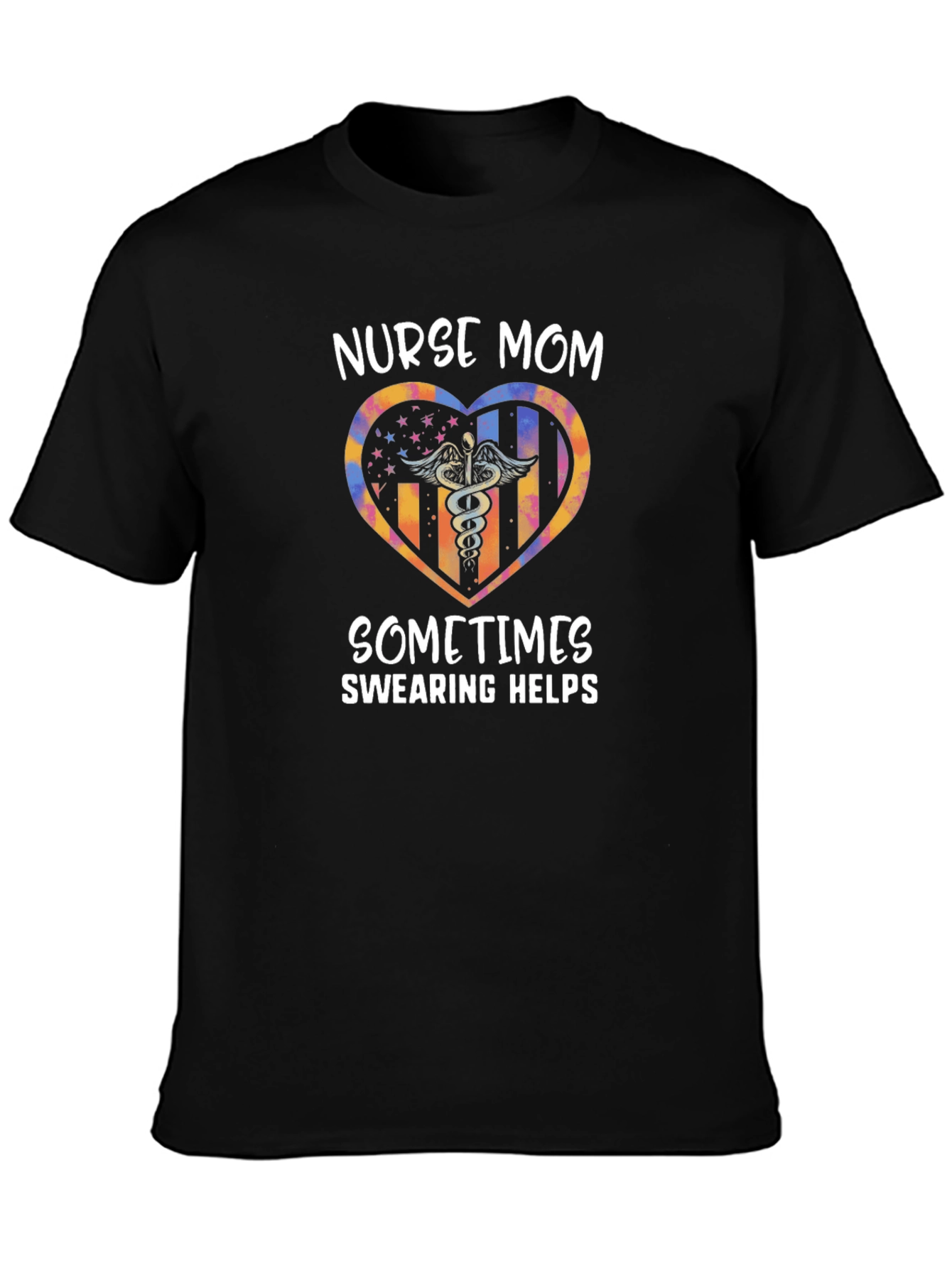 Black Nurse Mom Swearing Helps Graphic T-Shirt view 3