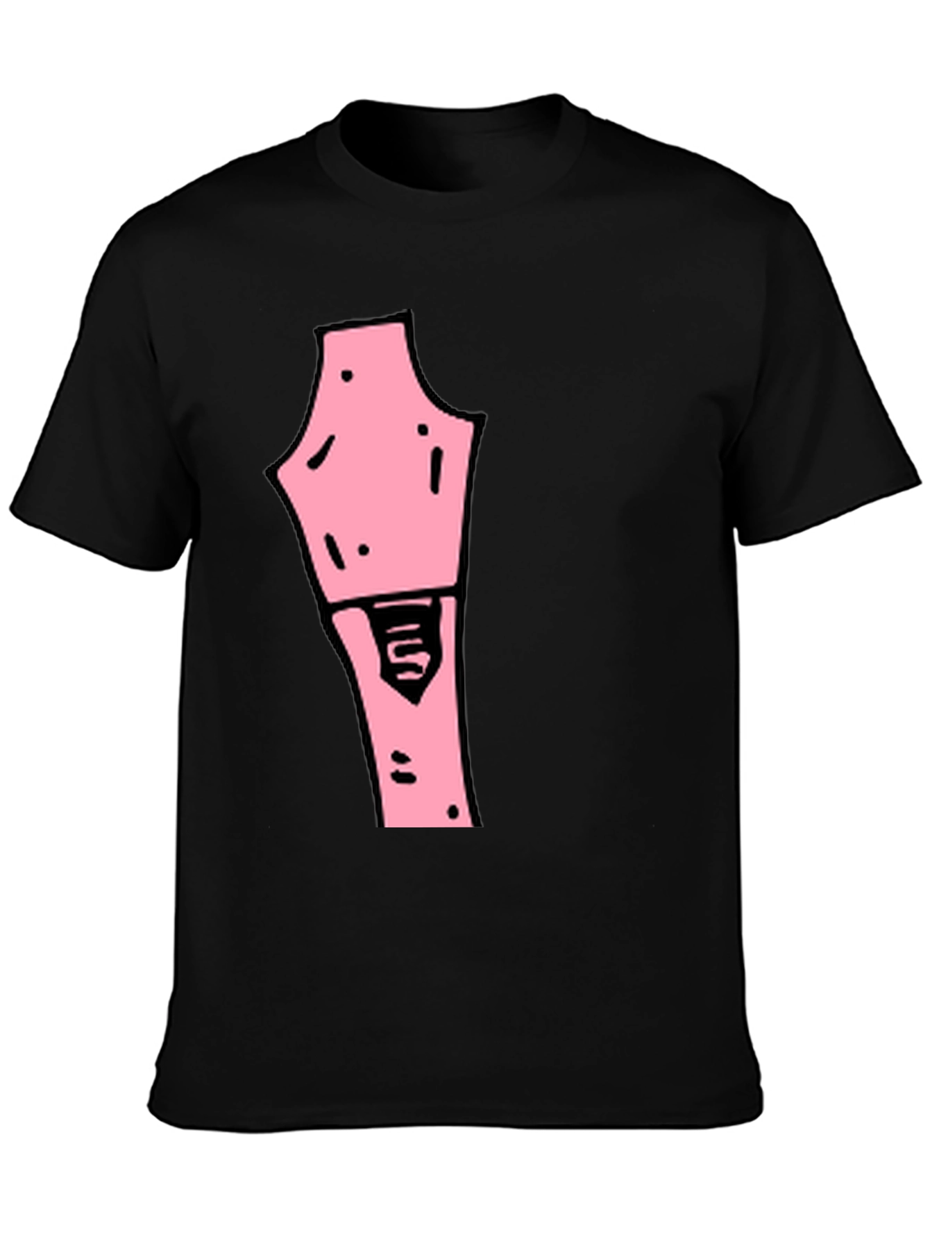 Black Unique Pink Graphic Print Black T-Shirt view 3