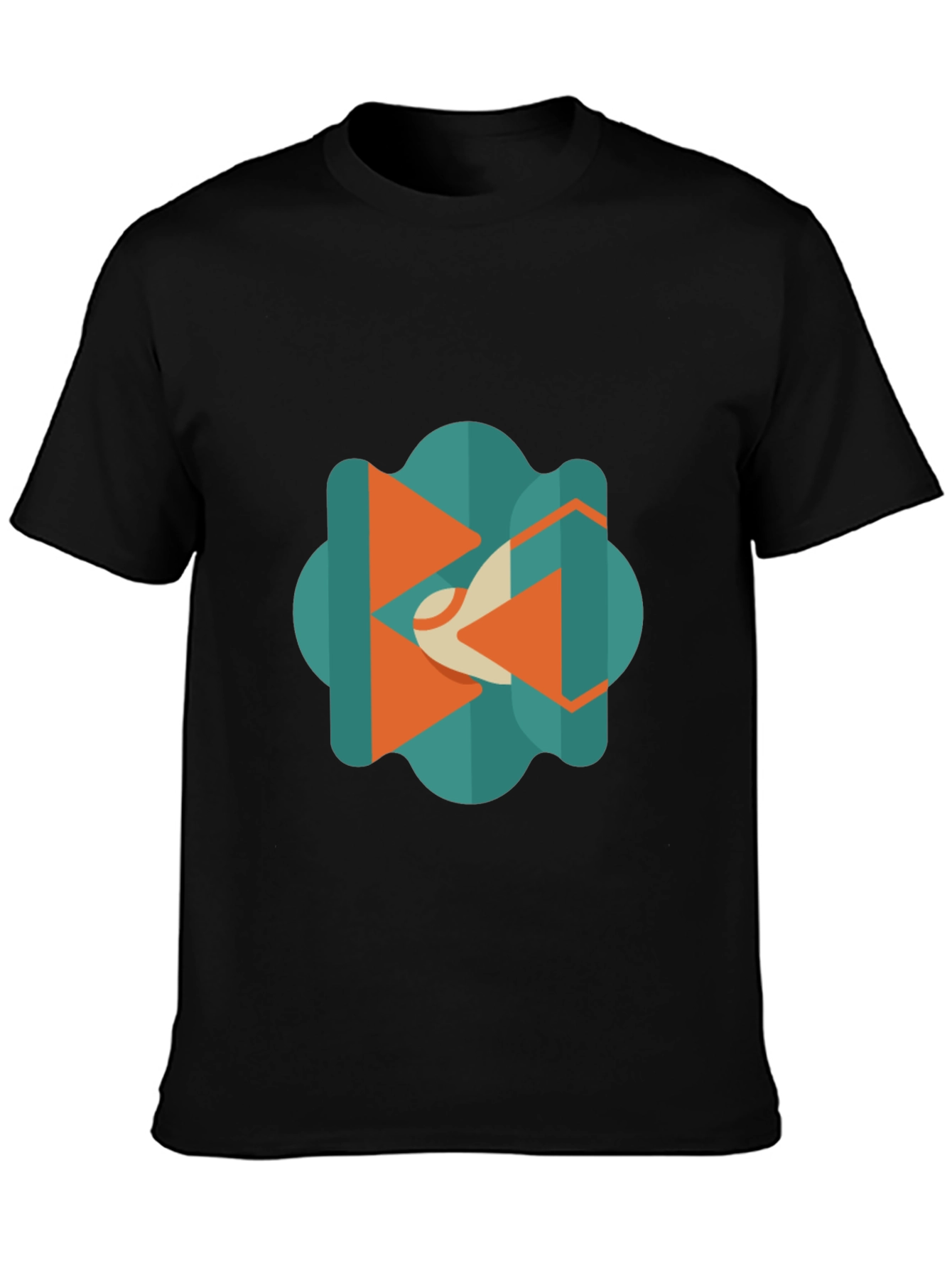 Black Abstract Geometric Graphic Black T-Shirt view 3
