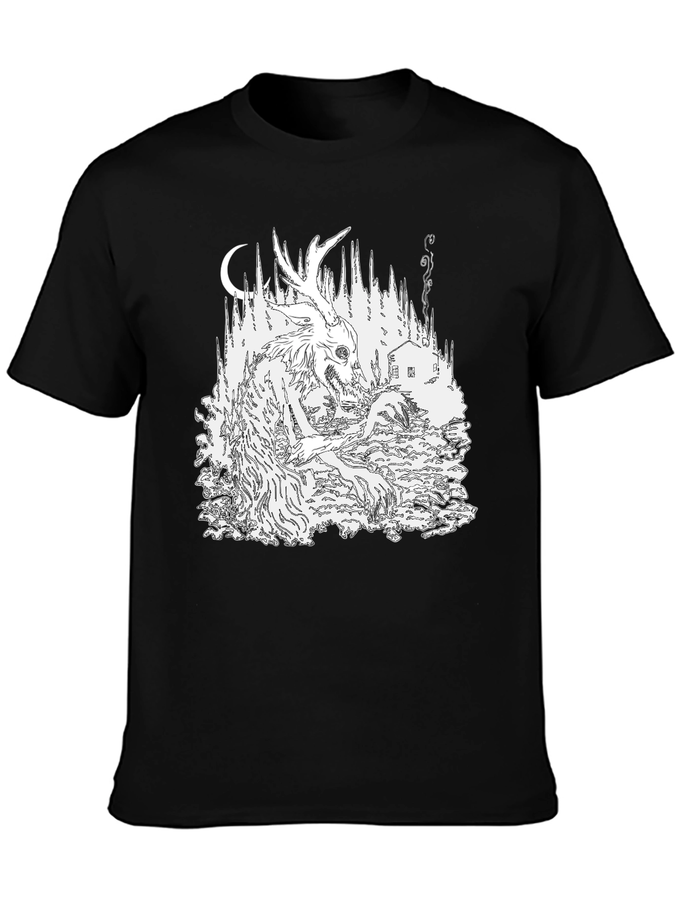 Black Monster Forest Graphic T-Shirt view 3
