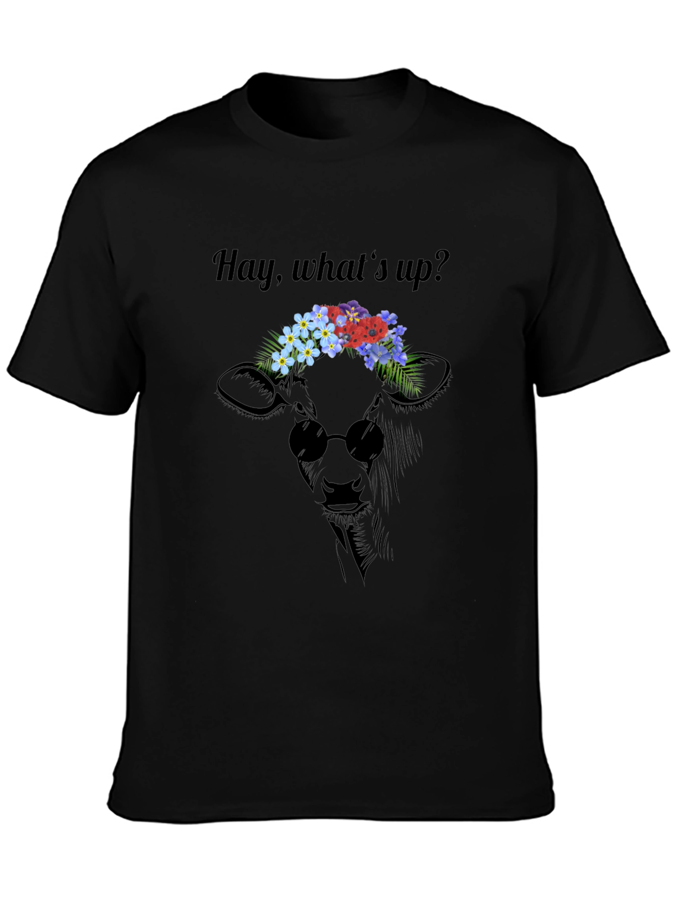 Black Cool Cow Flower Crown Graphic Tee view 3