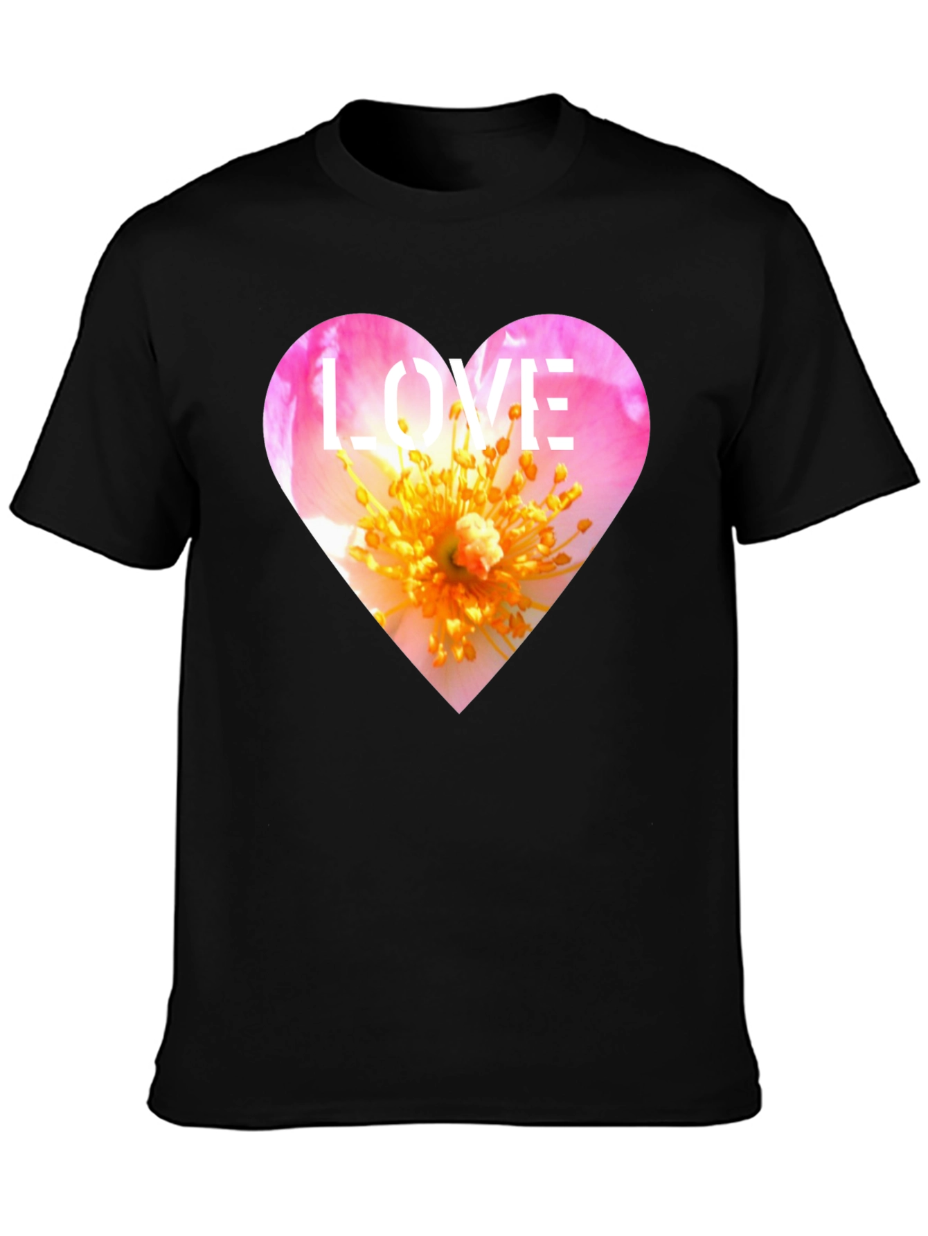 Black Love Heart Floral T-Shirt - Stylish Graphic Tee view 3