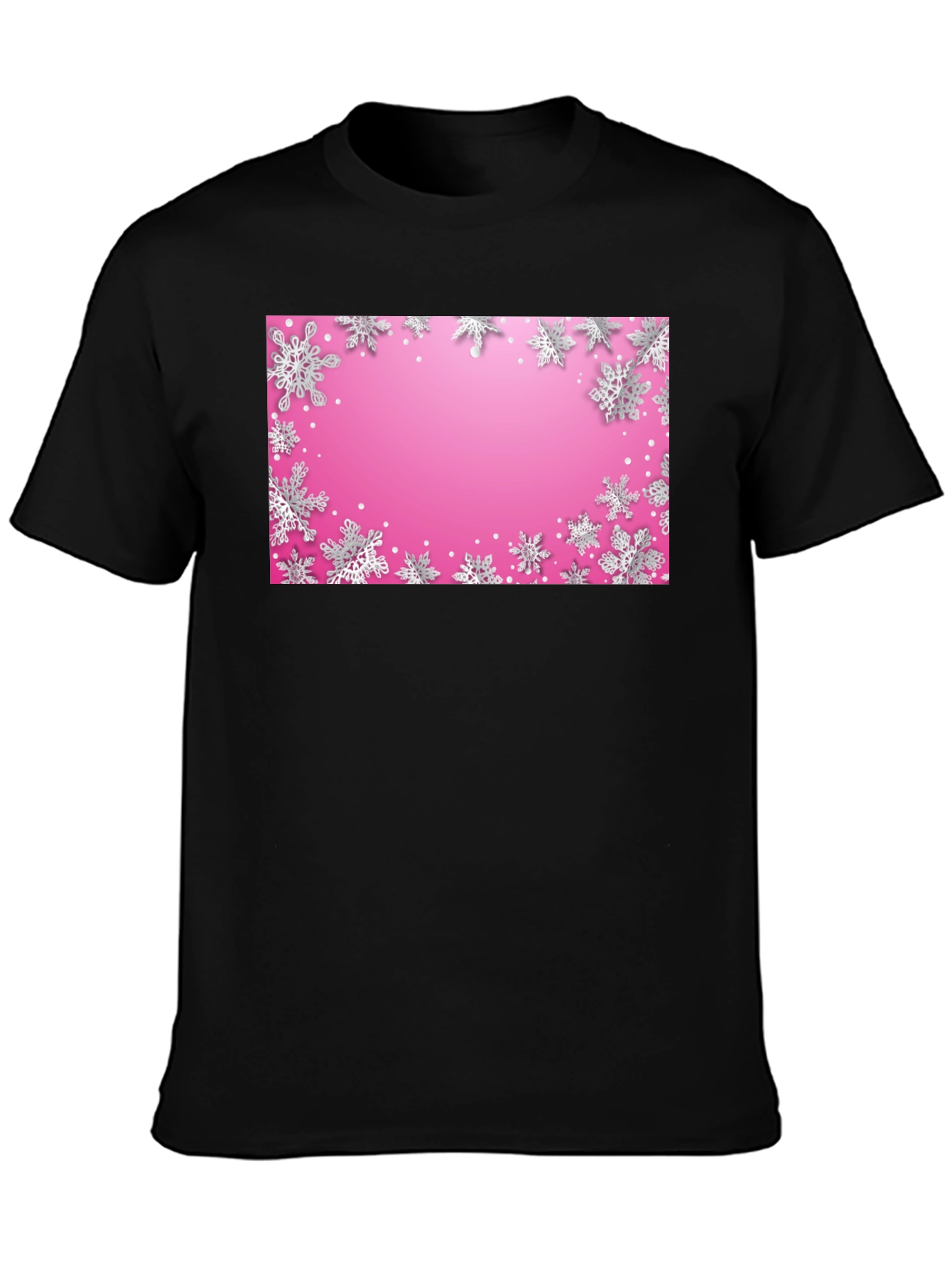 Black Snowflake Pattern Graphic Tee - Stylish Holiday Apparel view 3