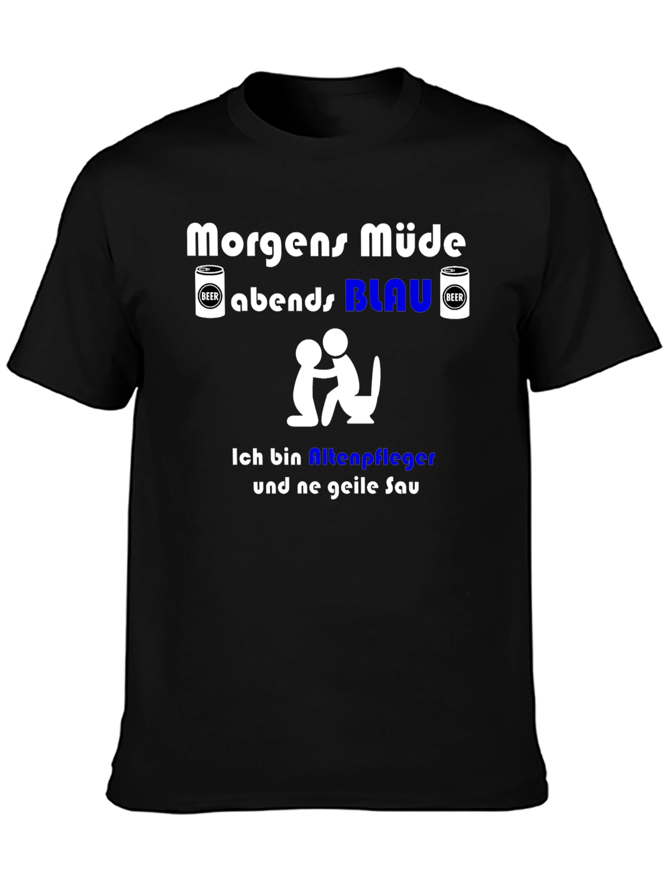 Black Funny German Slogan T-Shirt - Nursing Home Worker view 3