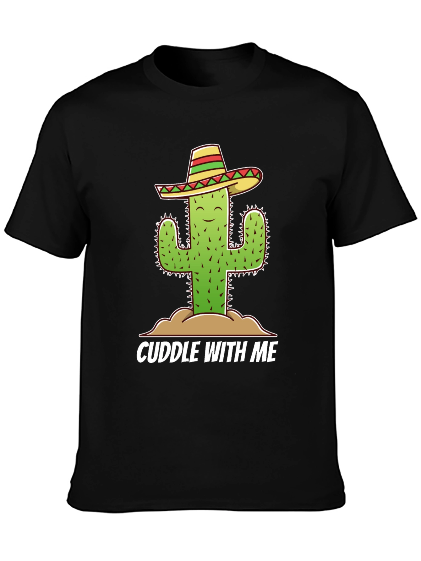 Black Cuddle Cactus T-Shirt - Funny Graphic Tee view 3