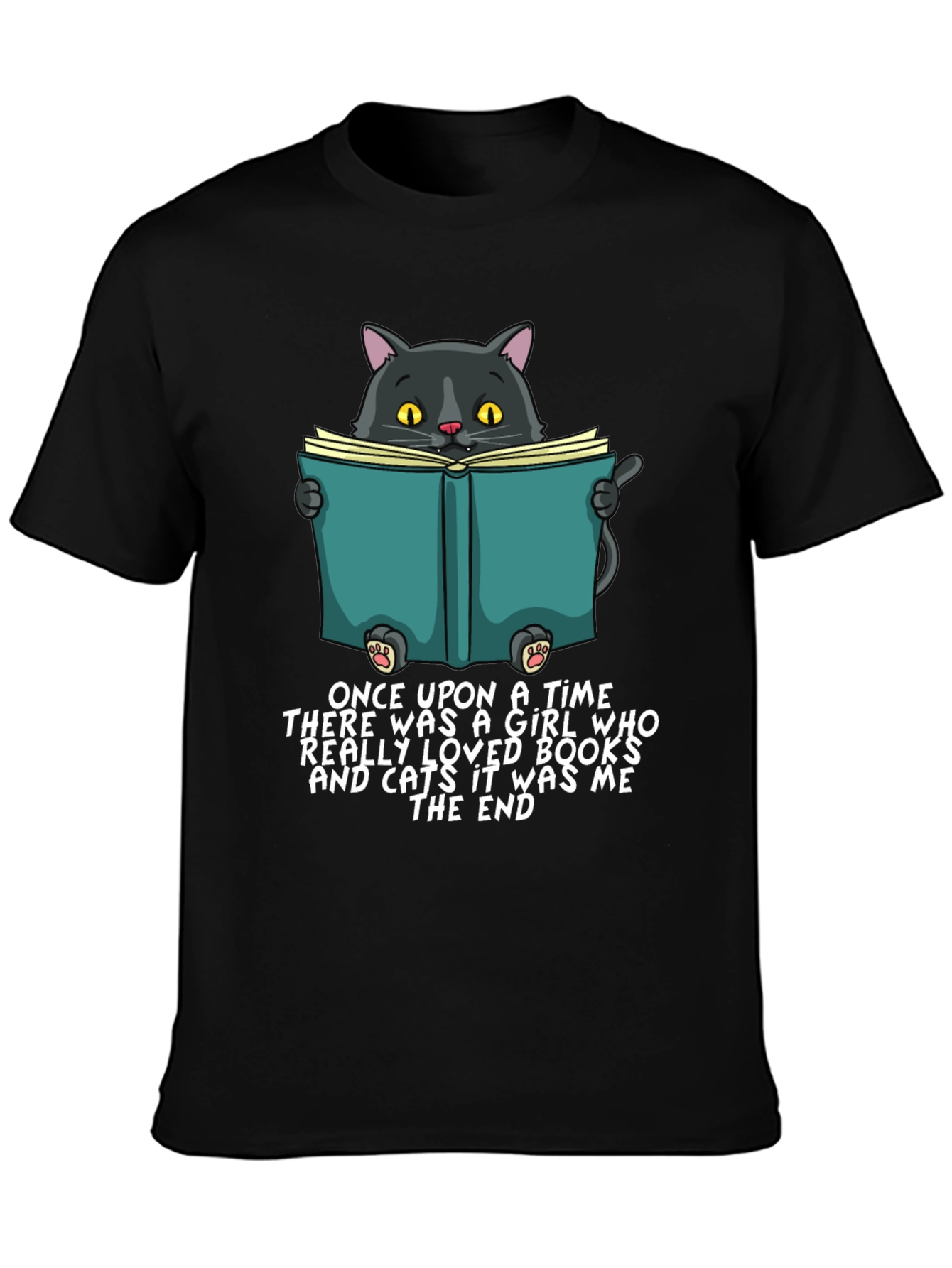 Black Cat Reading Book T-Shirt - Once Upon a Time view 3