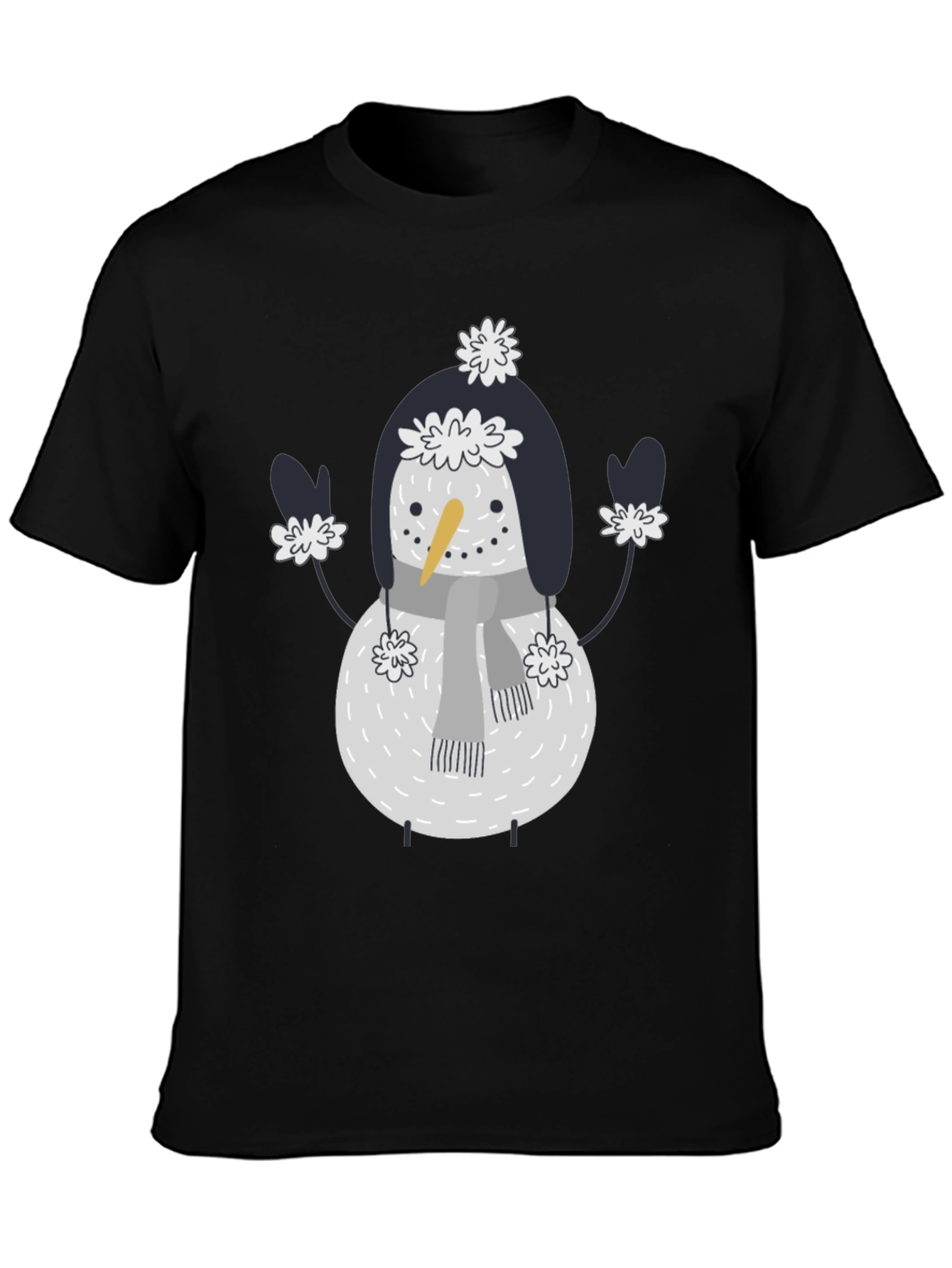 Black Snowman Graphic Tee - Festive Holiday Fun view 3