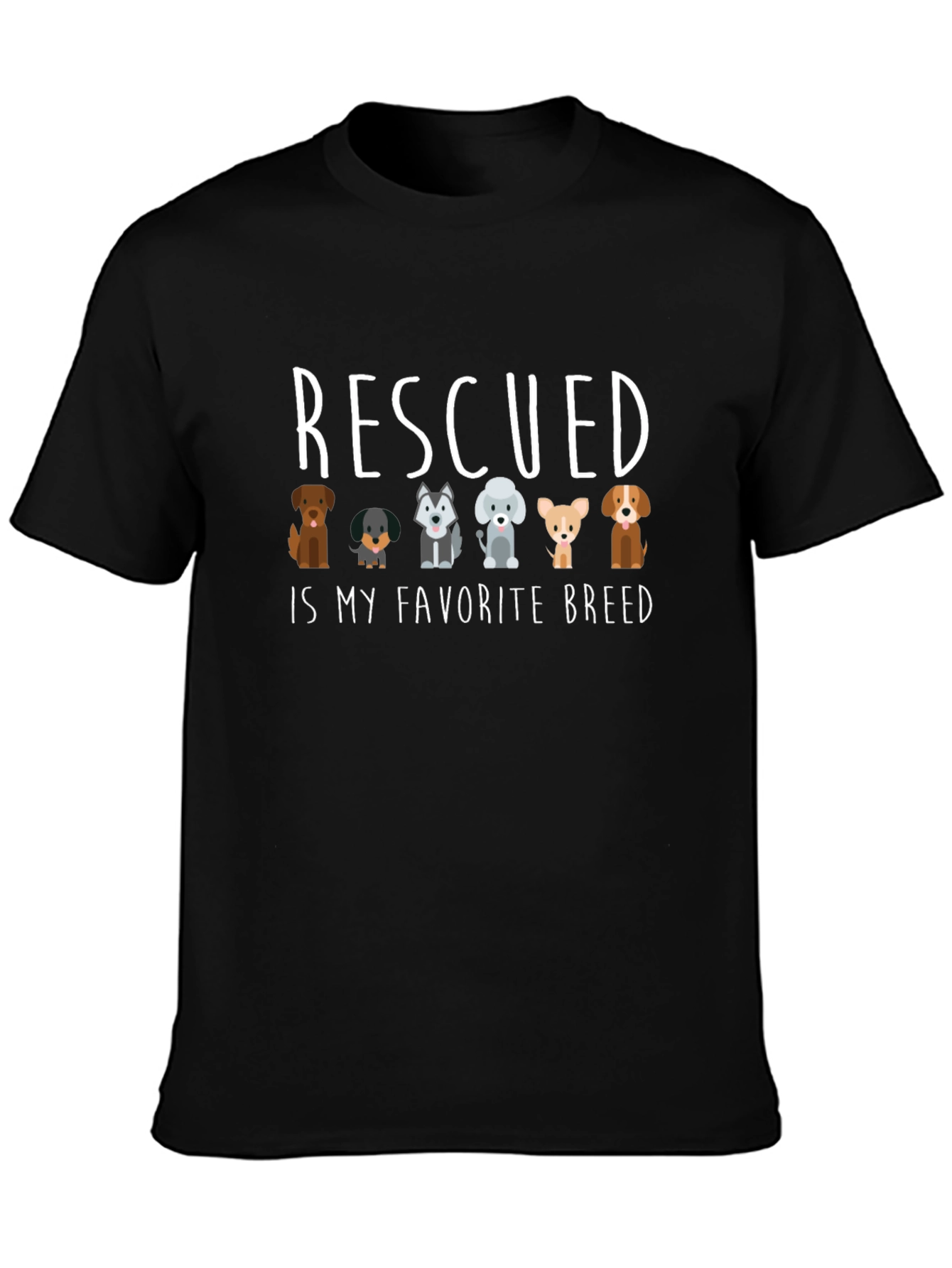 Black Rescued Is My Favorite Breed T-Shirt view 3