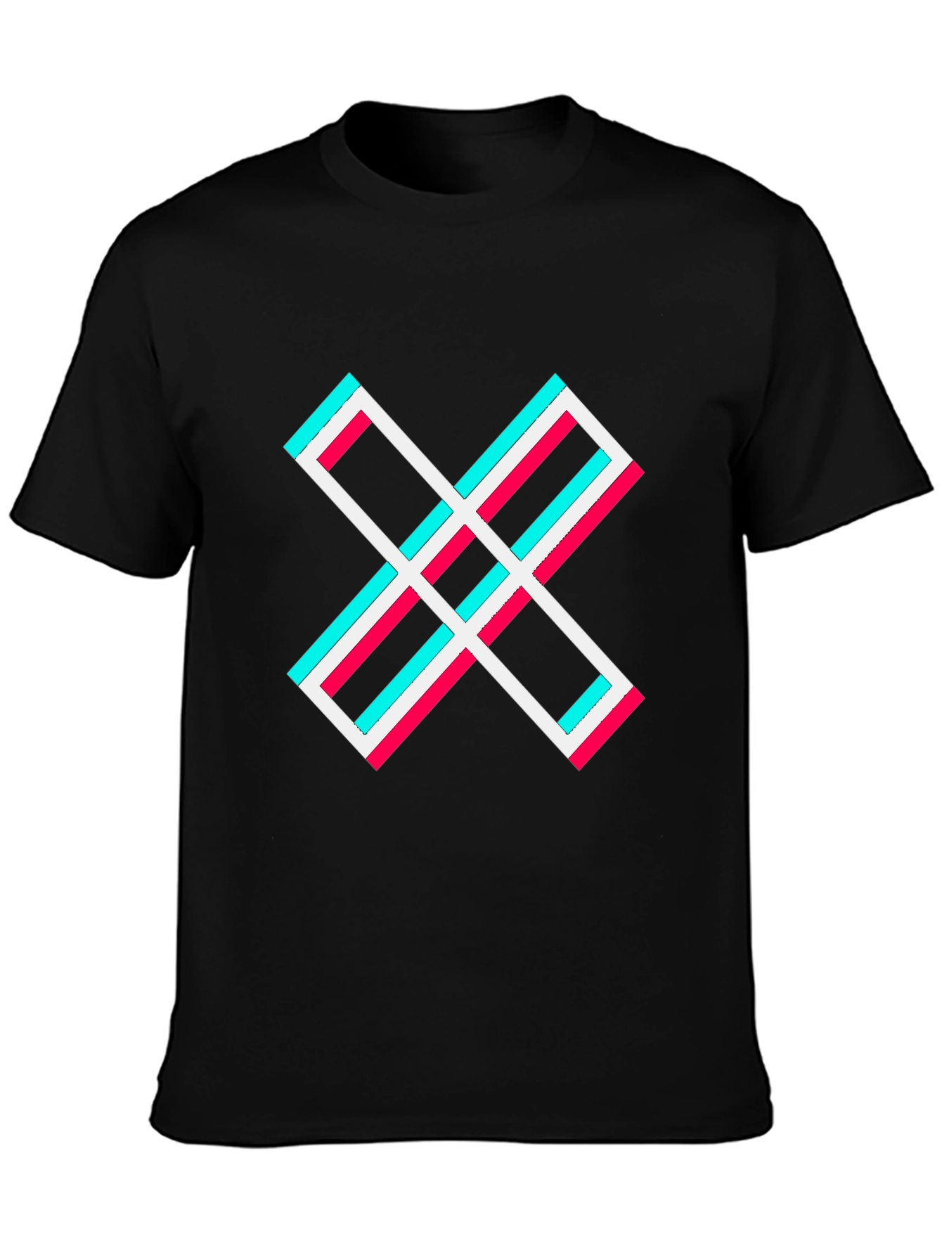 Black Abstract X Graphic Tee - Stylish Black Cotton T-Shirt view 3