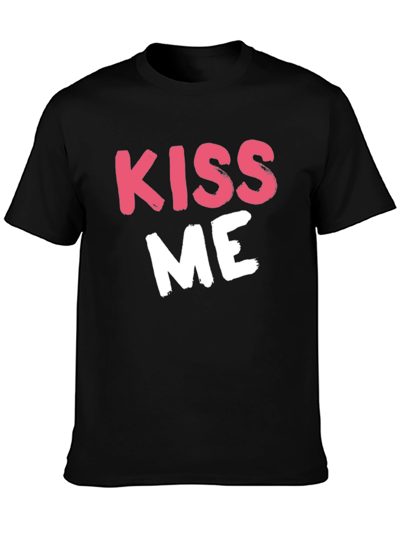 Black Kiss Me Graphic Tee - Black Crew Neck T-Shirt view 3