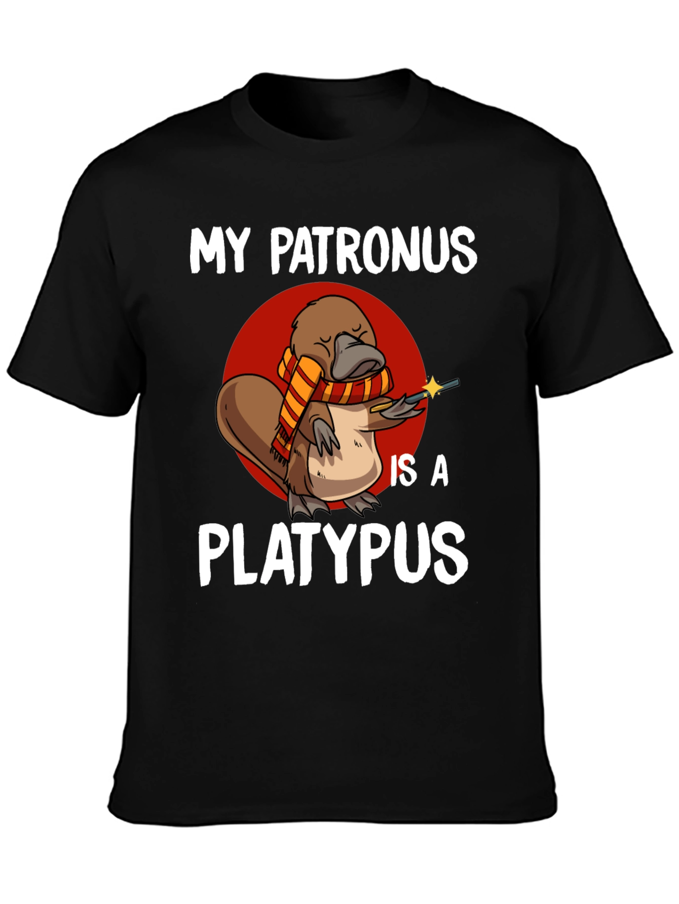Black My Patronus is a Platypus T-Shirt view 3