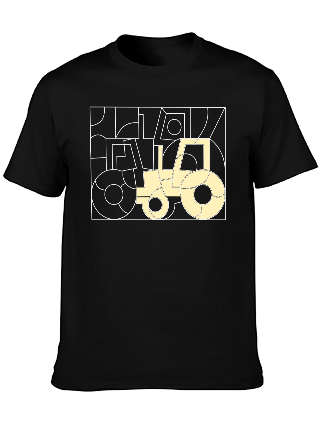 Black Abstract Tractor Graphic Tee - Black Cotton Comfort view 3