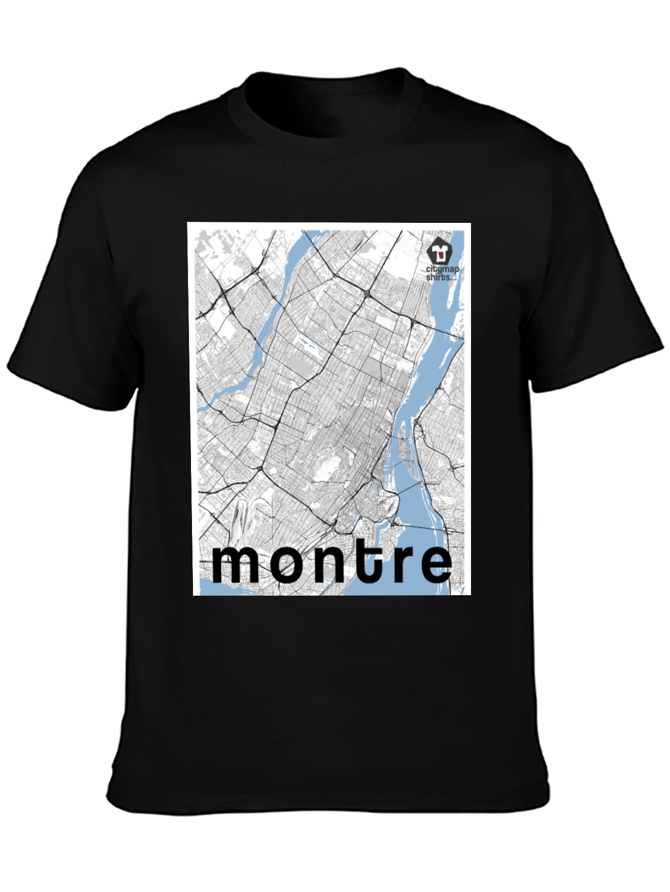Black Montreal City Map T-Shirt - Black view 3