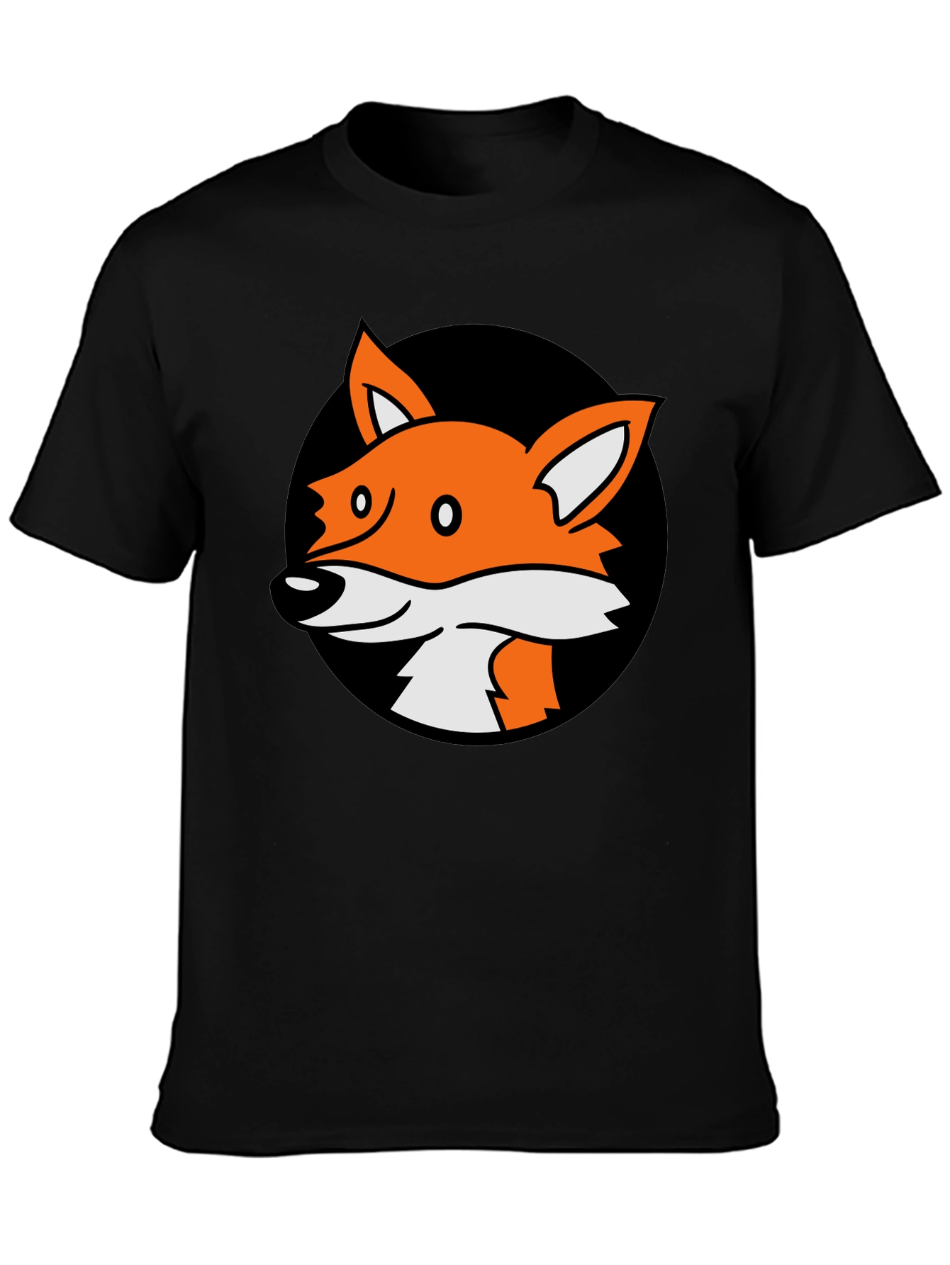 Black Fox Graphic Black T-Shirt - Cartoon Animal Tee view 3