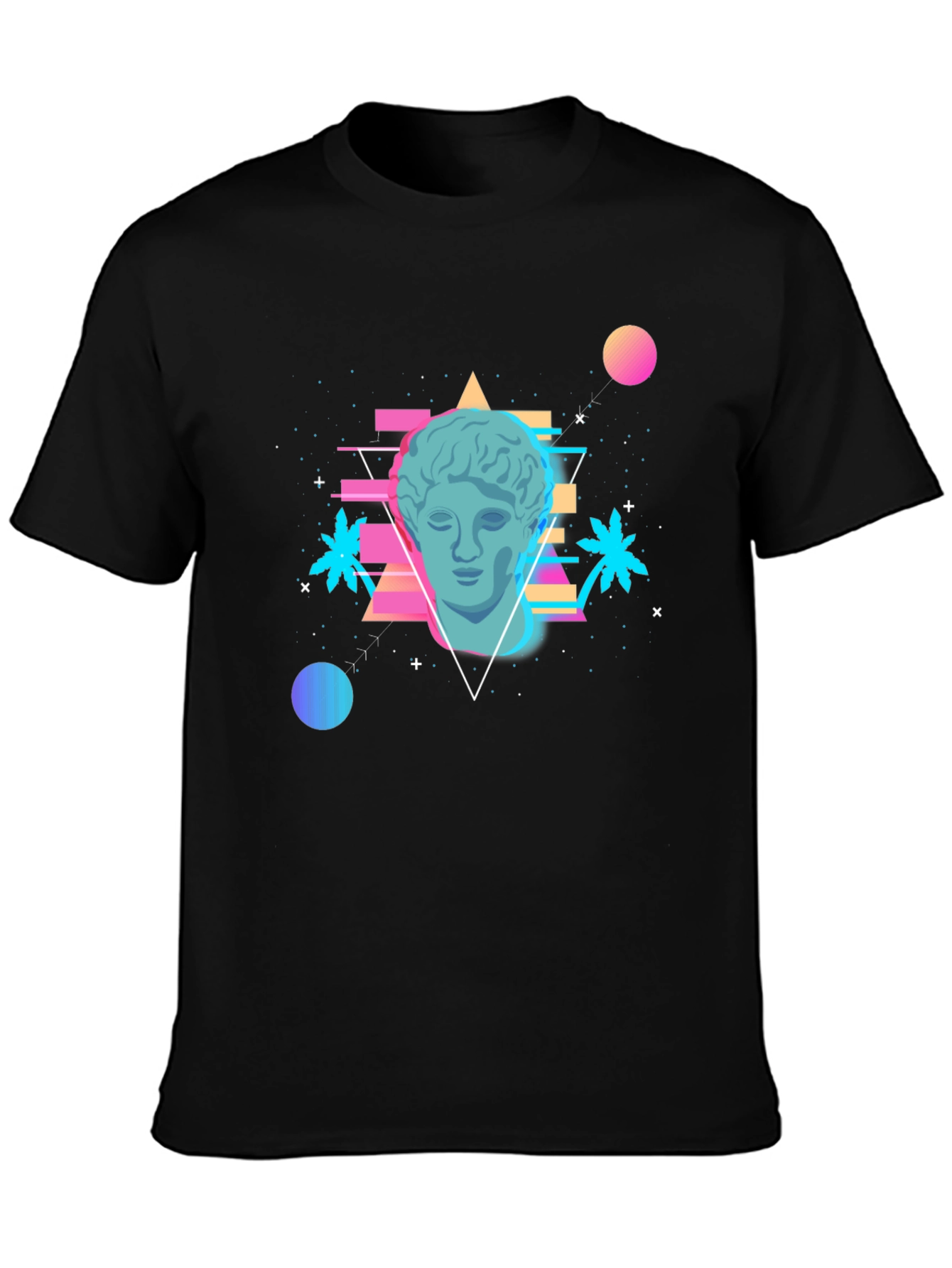 Black Vaporwave Statue T-Shirt - Retro Aesthetic Tee view 3