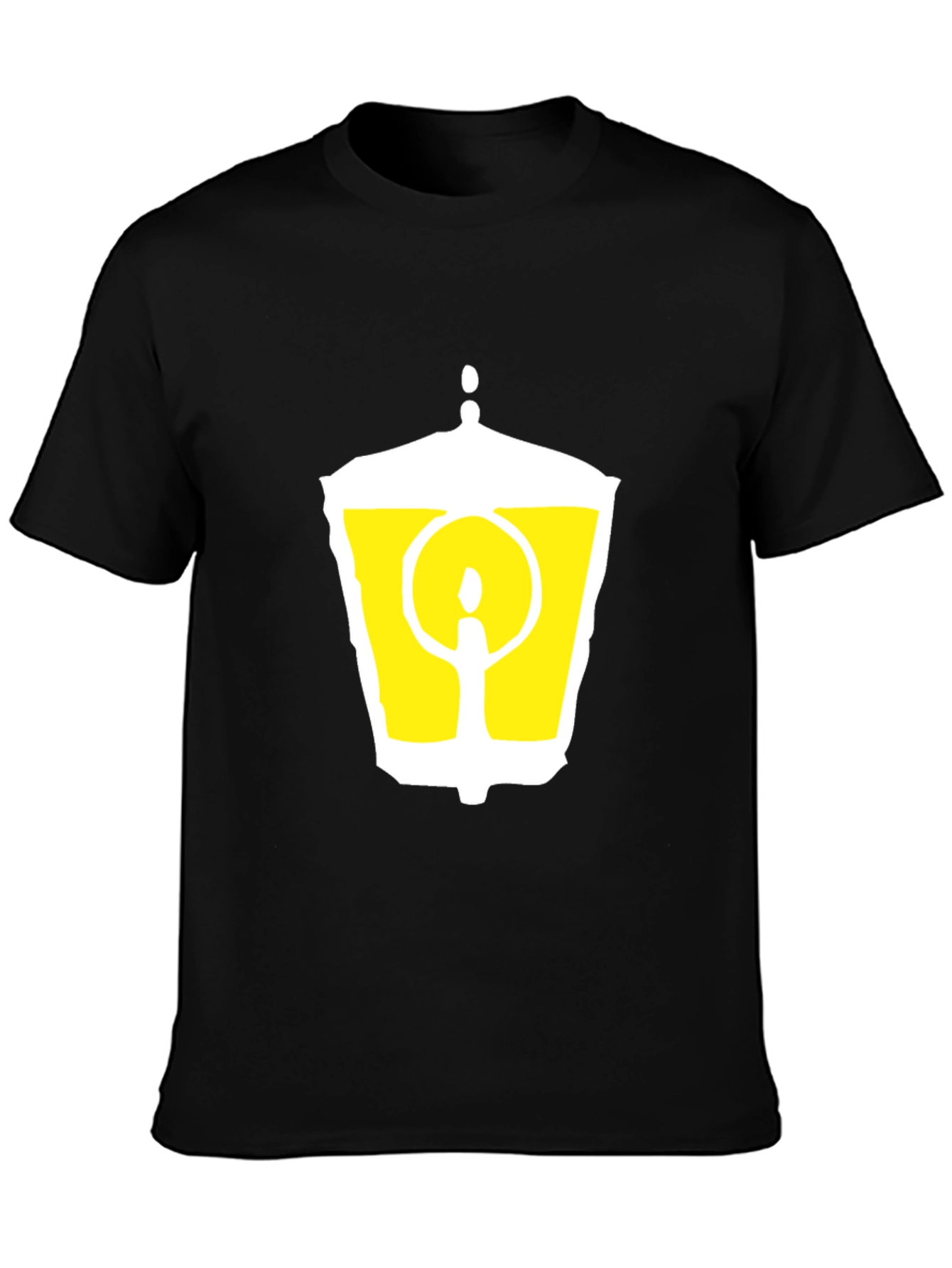 Black Black T-Shirt with Graphic Lantern Design view 3