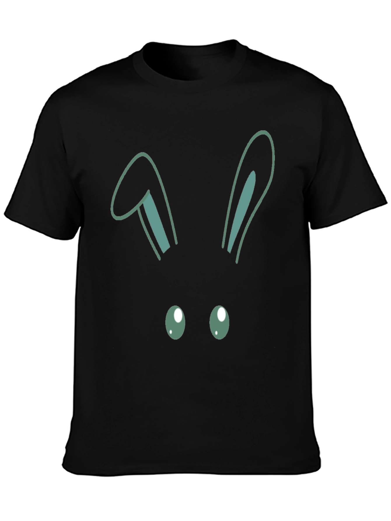 Black Cute Bunny Face Graphic T-Shirt view 3
