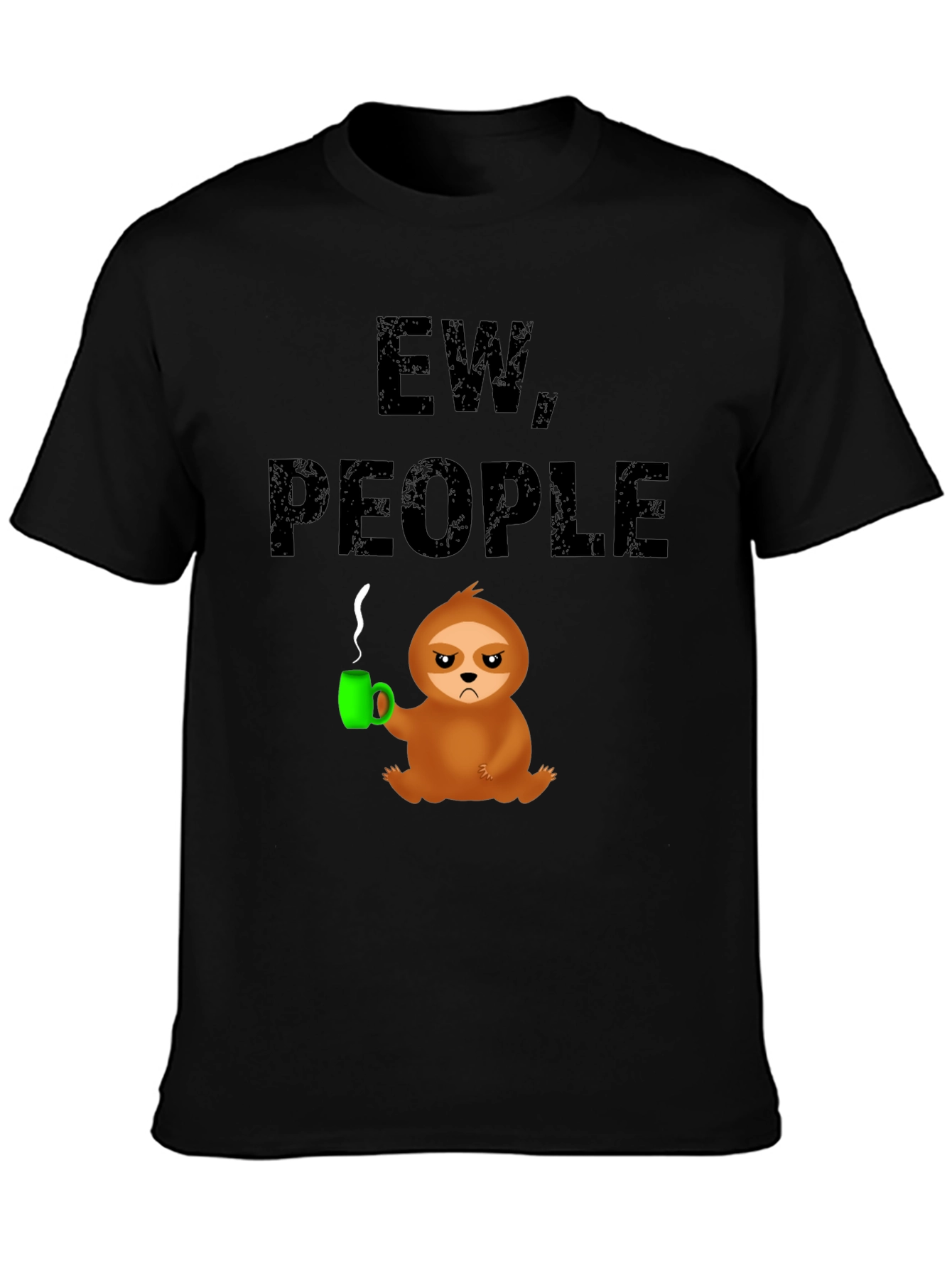 Black Ew People Sloth Graphic Tee - Novelty T-Shirt view 3