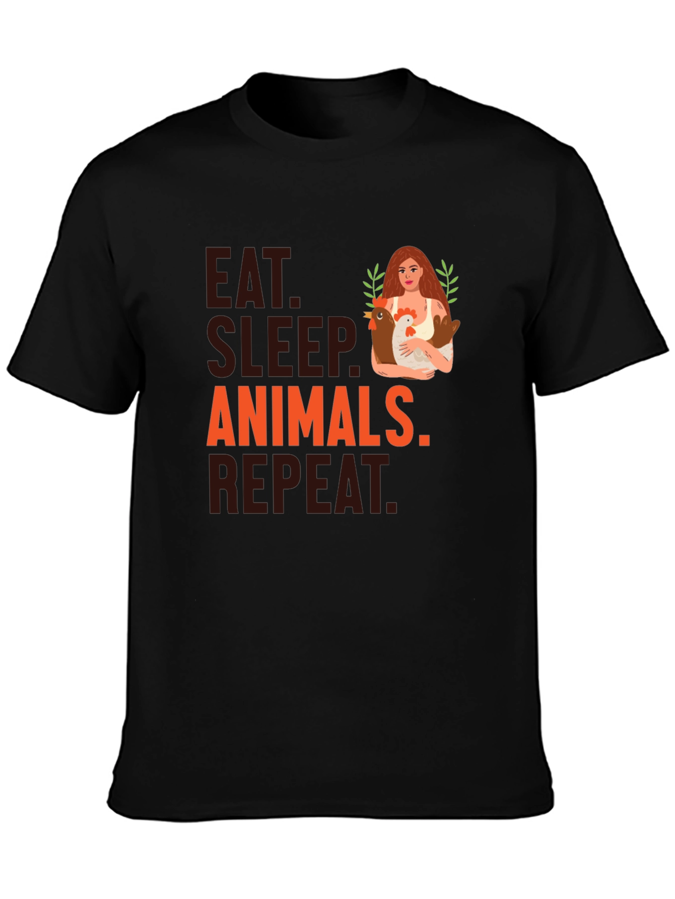 Black Eat Sleep Animals Repeat T-Shirt view 3