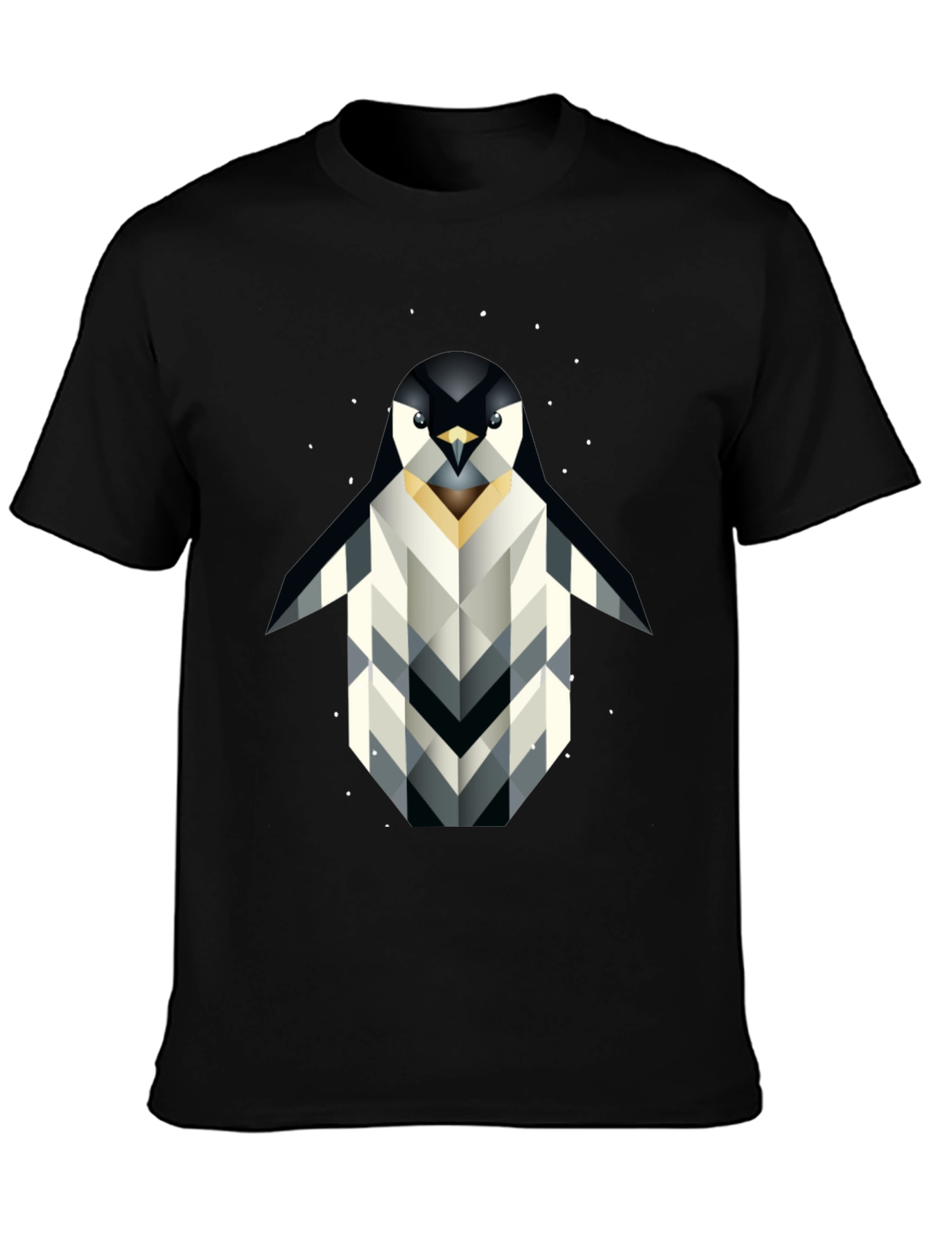 Black Geometric Penguin Graphic T-Shirt - Black view 3