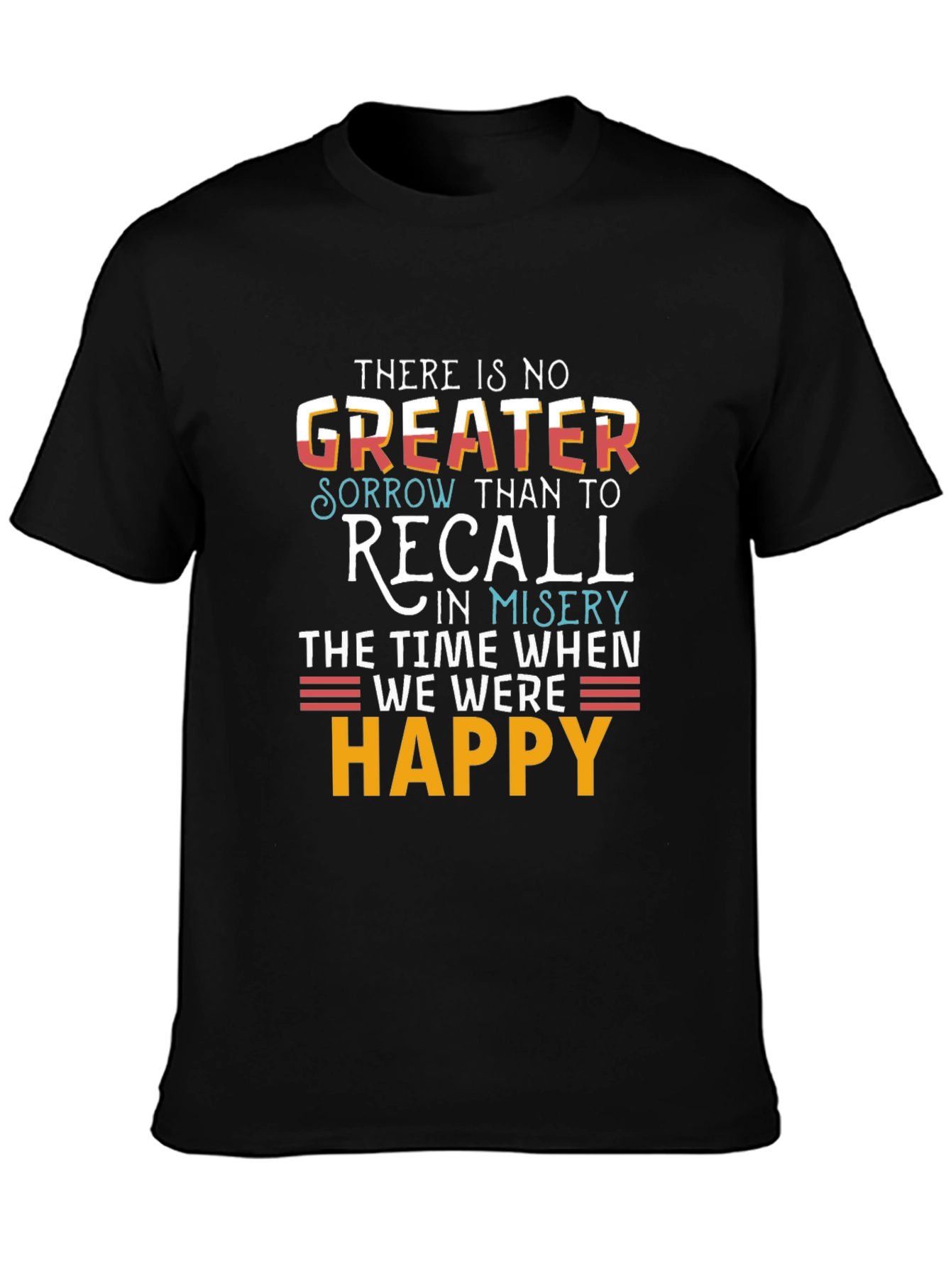 Black Motivational T-Shirt: Recall Happy Times view 3