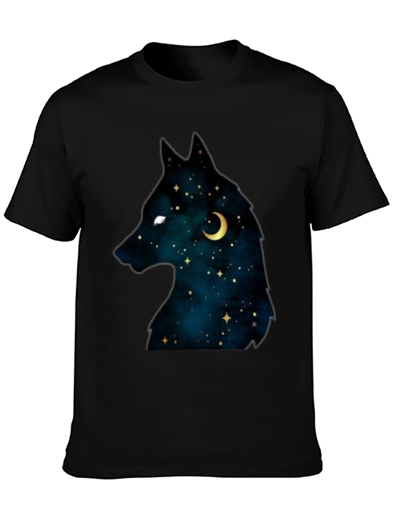 Black Celestial Wolf Graphic Tee - Black view 3