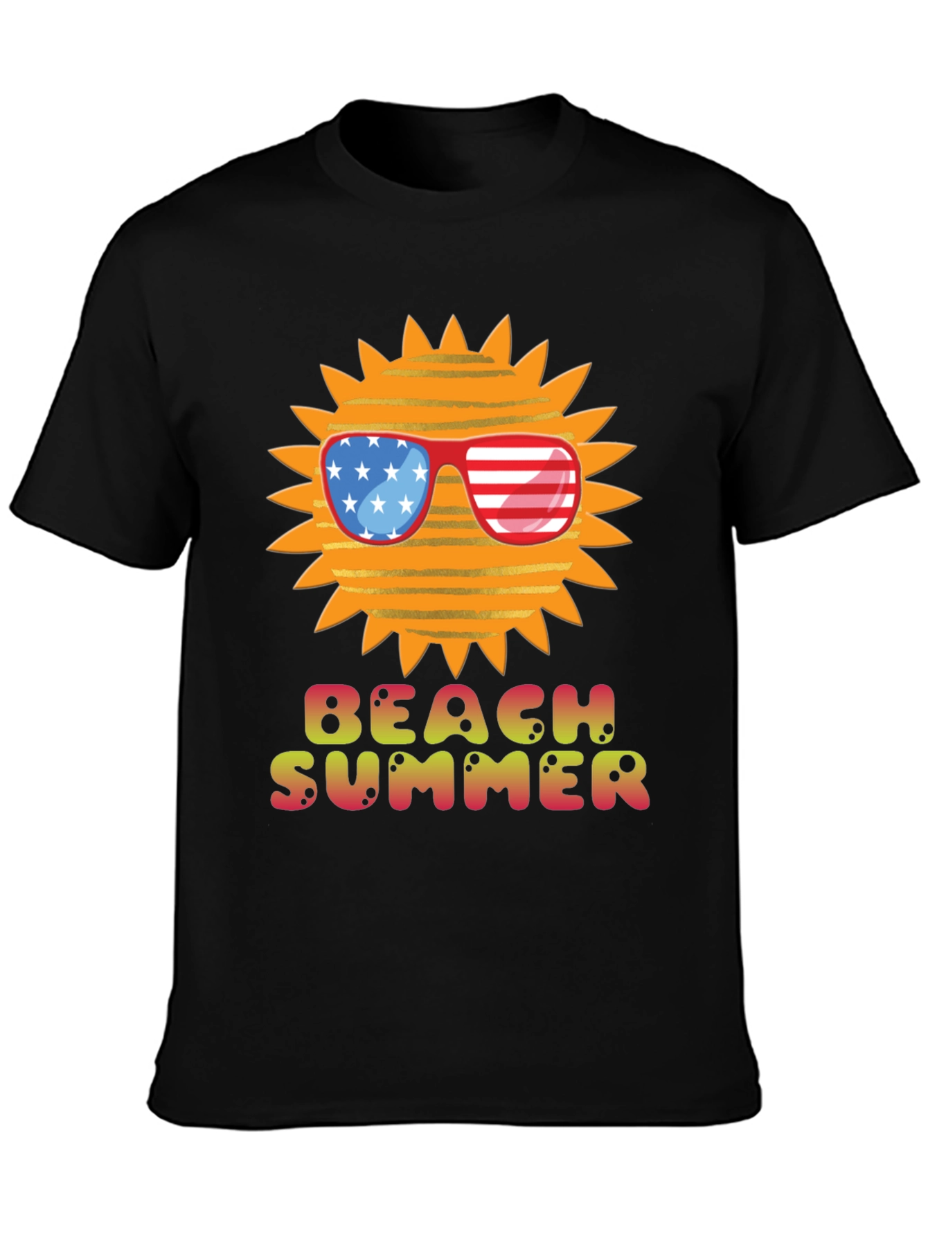 Black Beach Summer USA Sun Graphic Tee view 3
