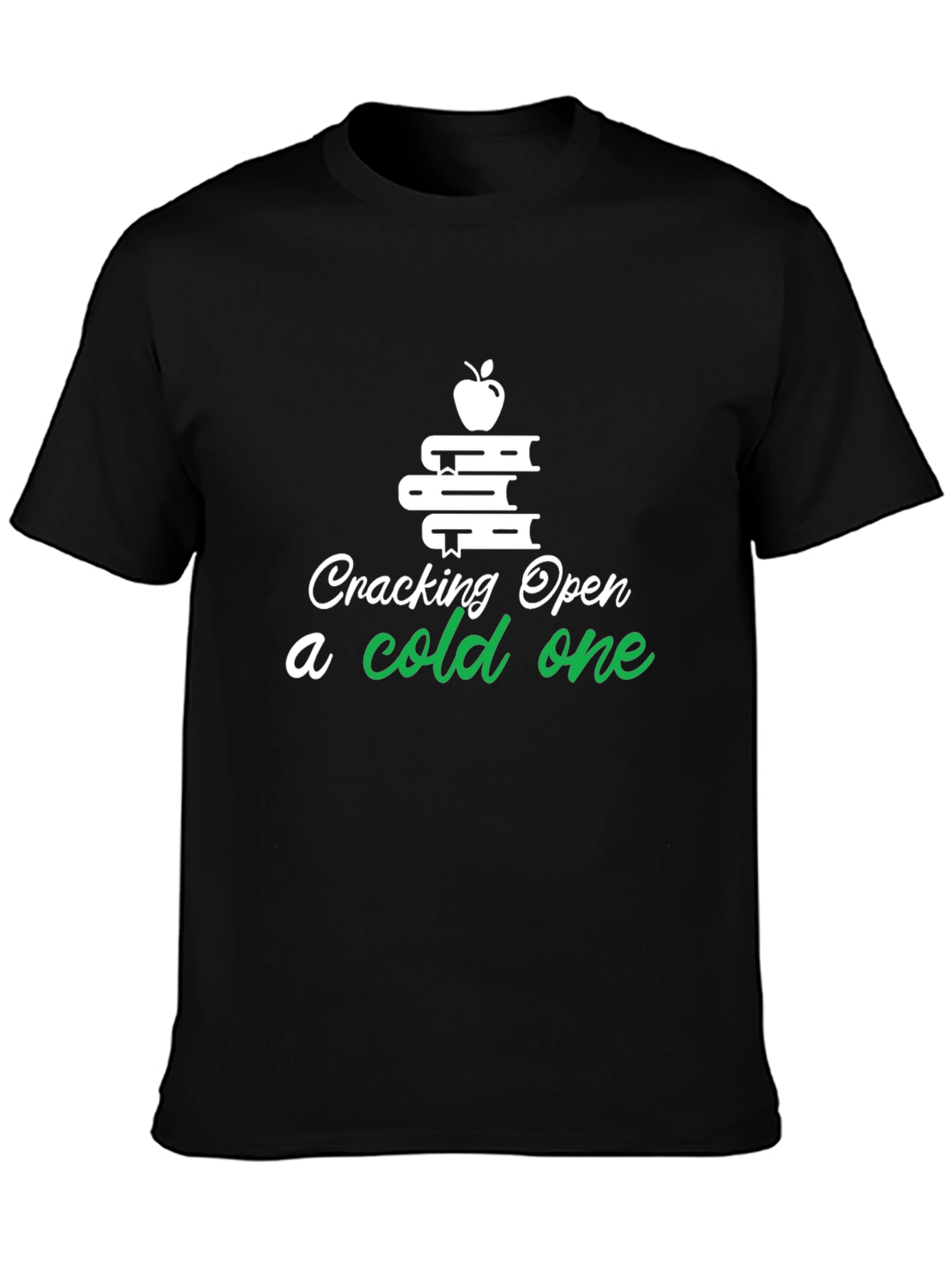 Black Cracking Open a Cold One Book Lover T-Shirt view 3