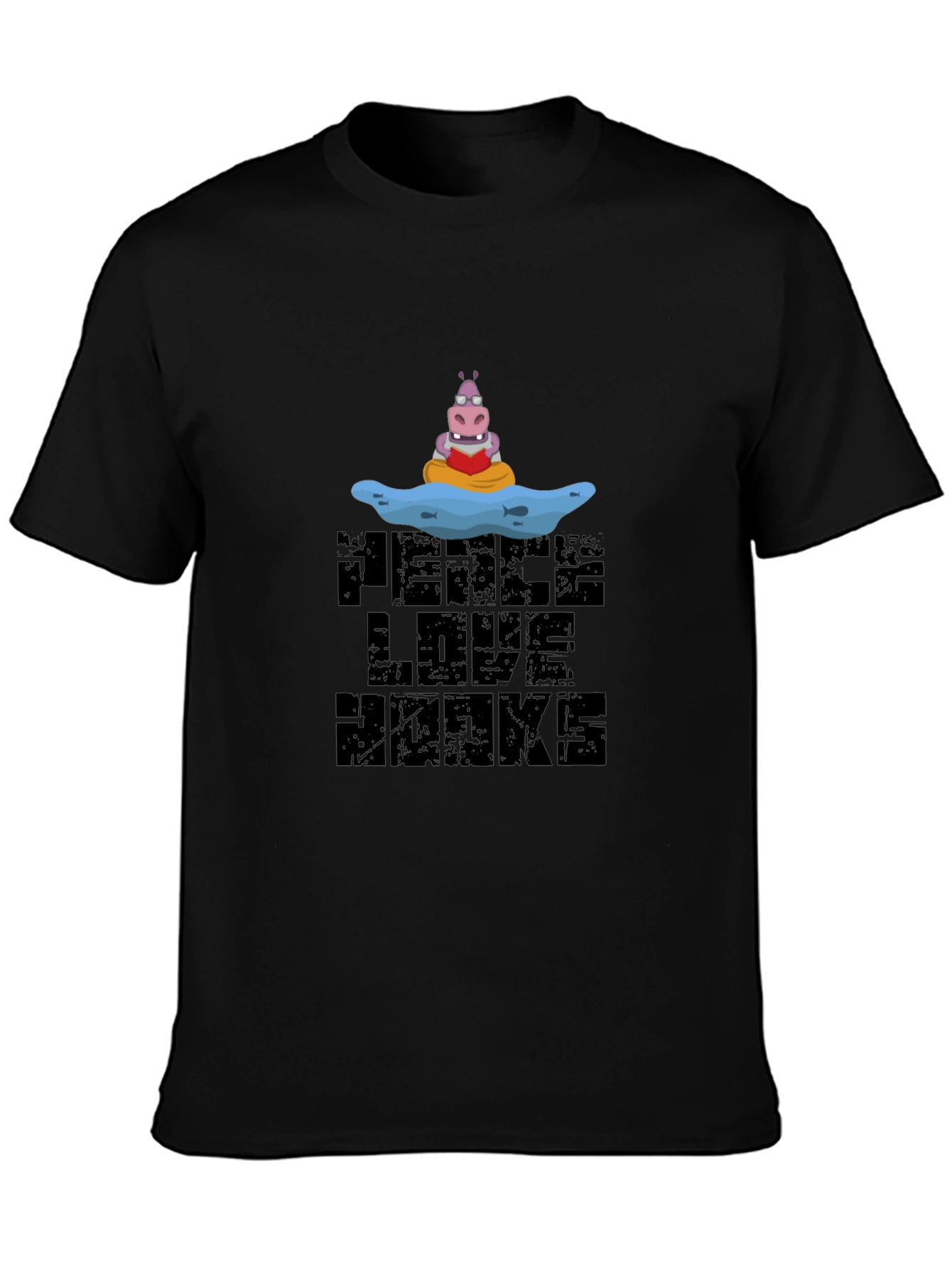 Black Peace Love Hawks Black Graphic Tee view 3