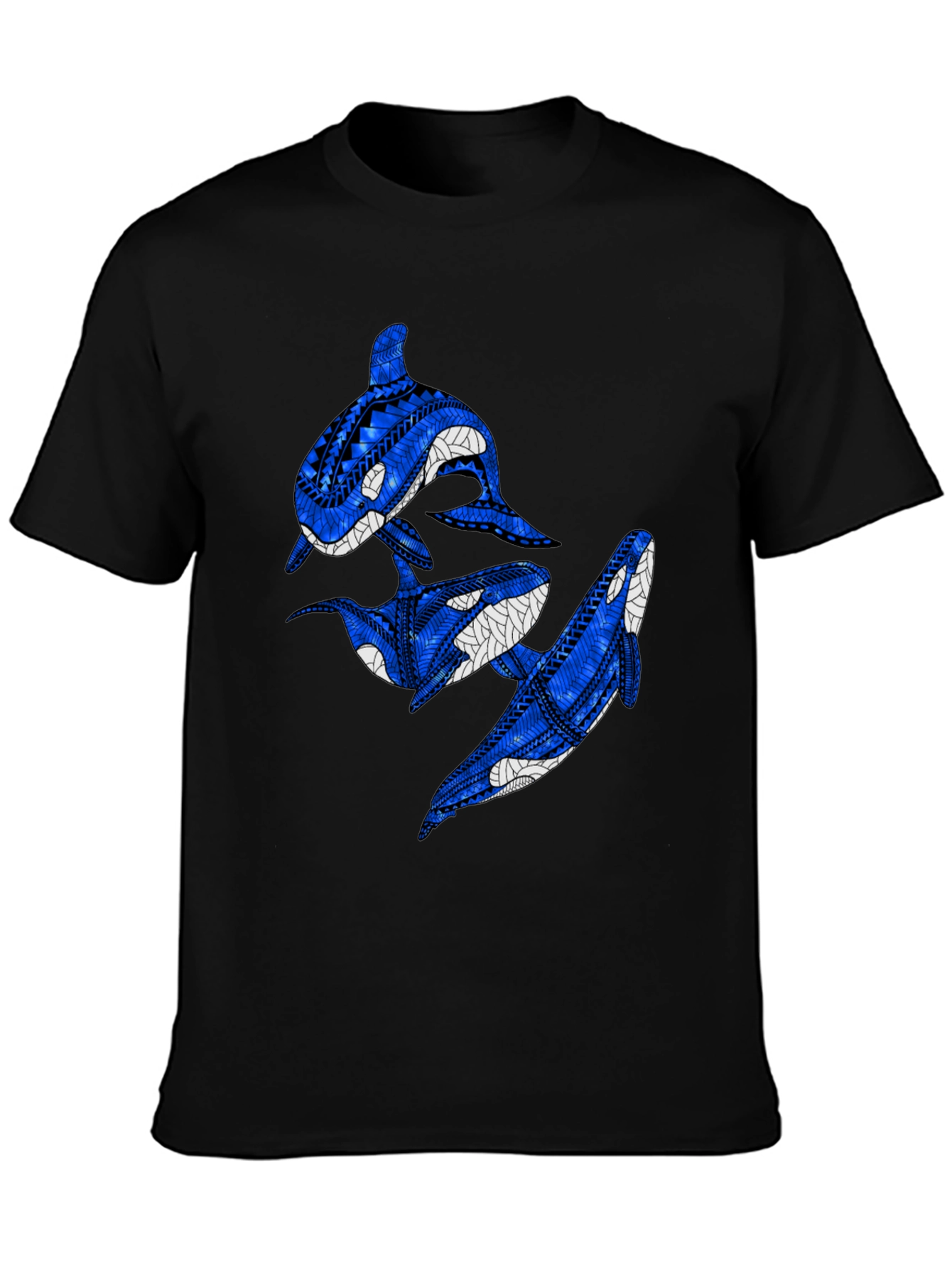 Tribal Orca Whale Black Graphic Tee - 3