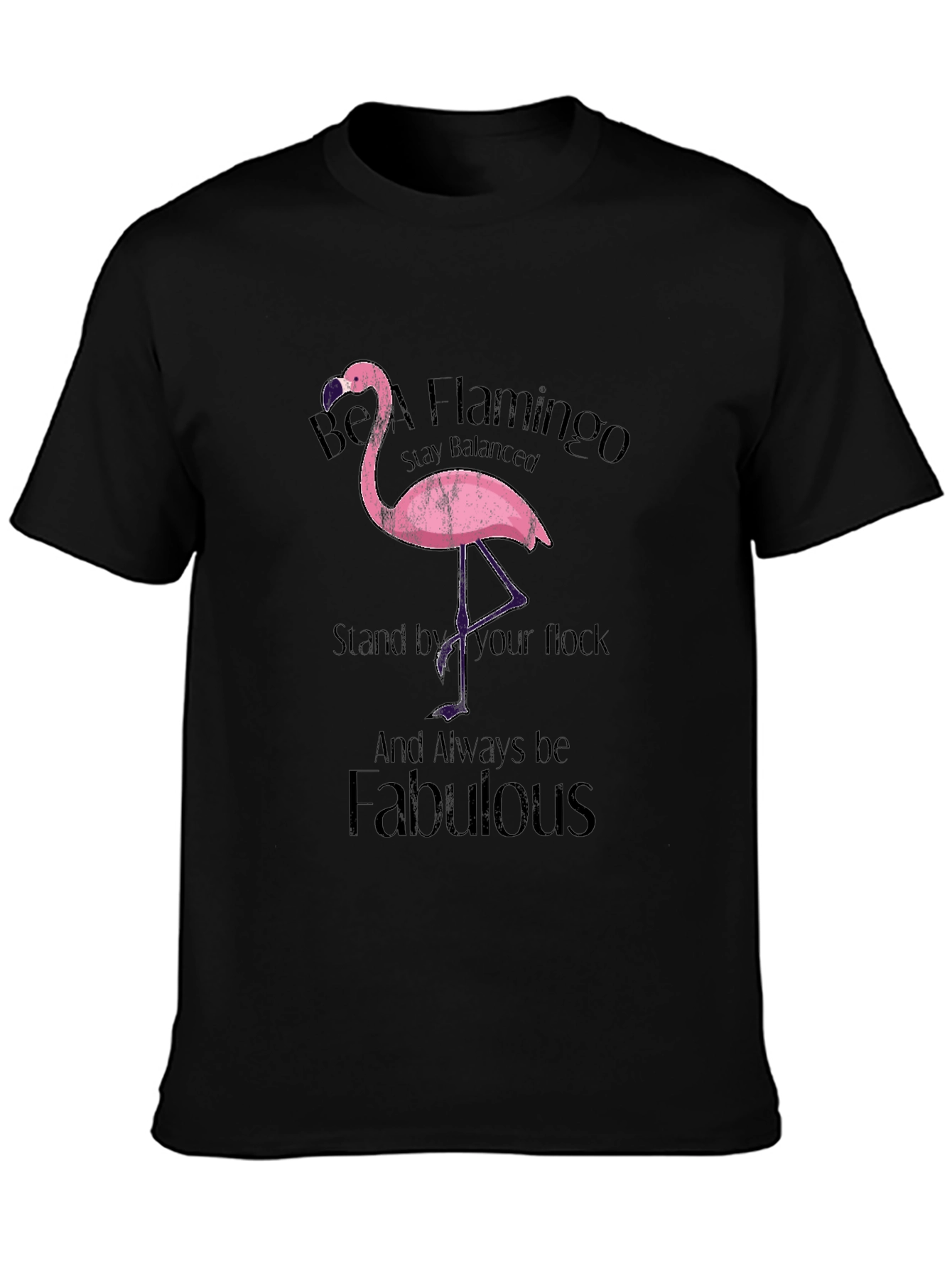 Black Be a Flamingo Black T-Shirt view 3