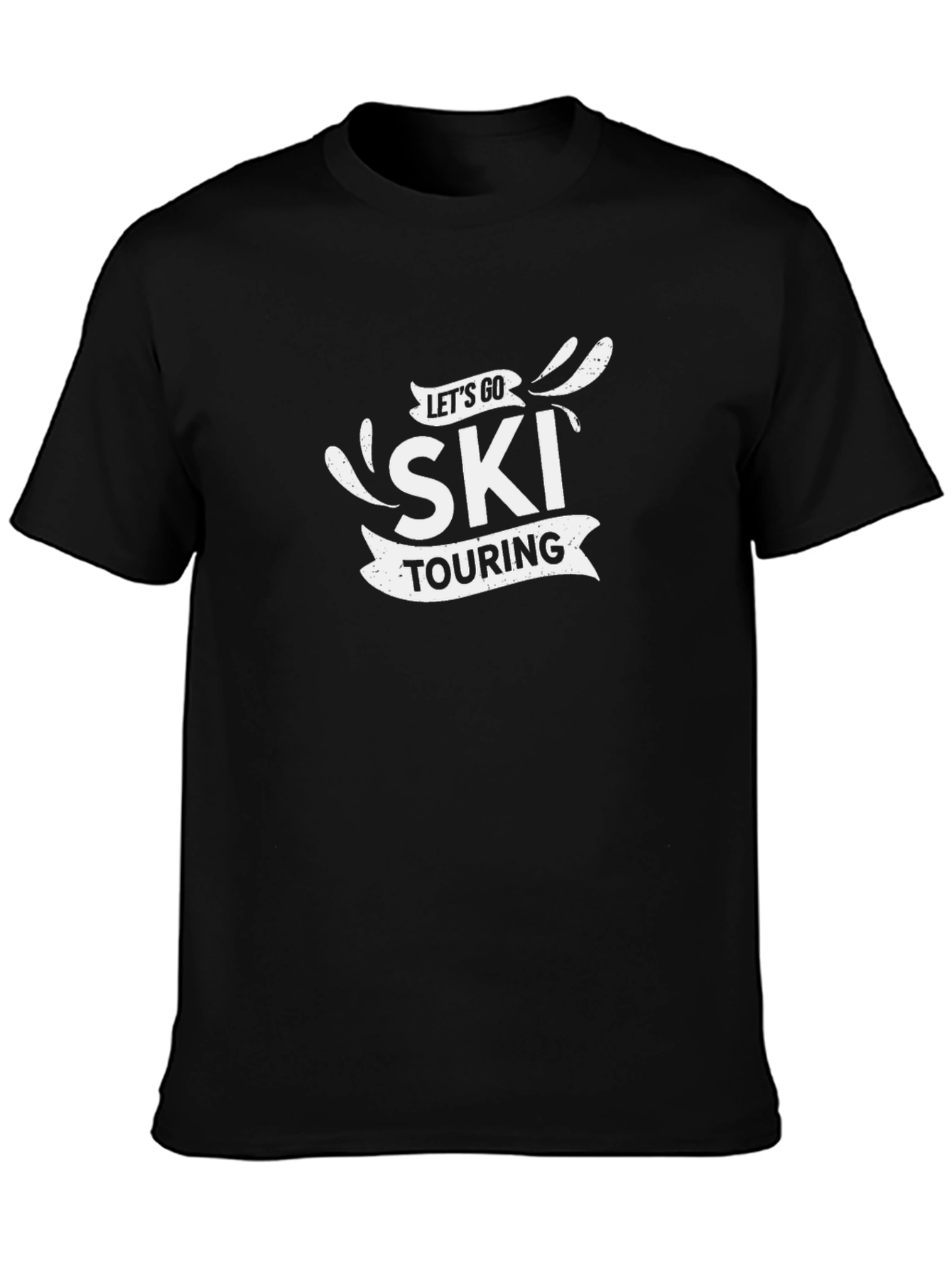 Black Let's Go Ski Touring Black T-Shirt view 3