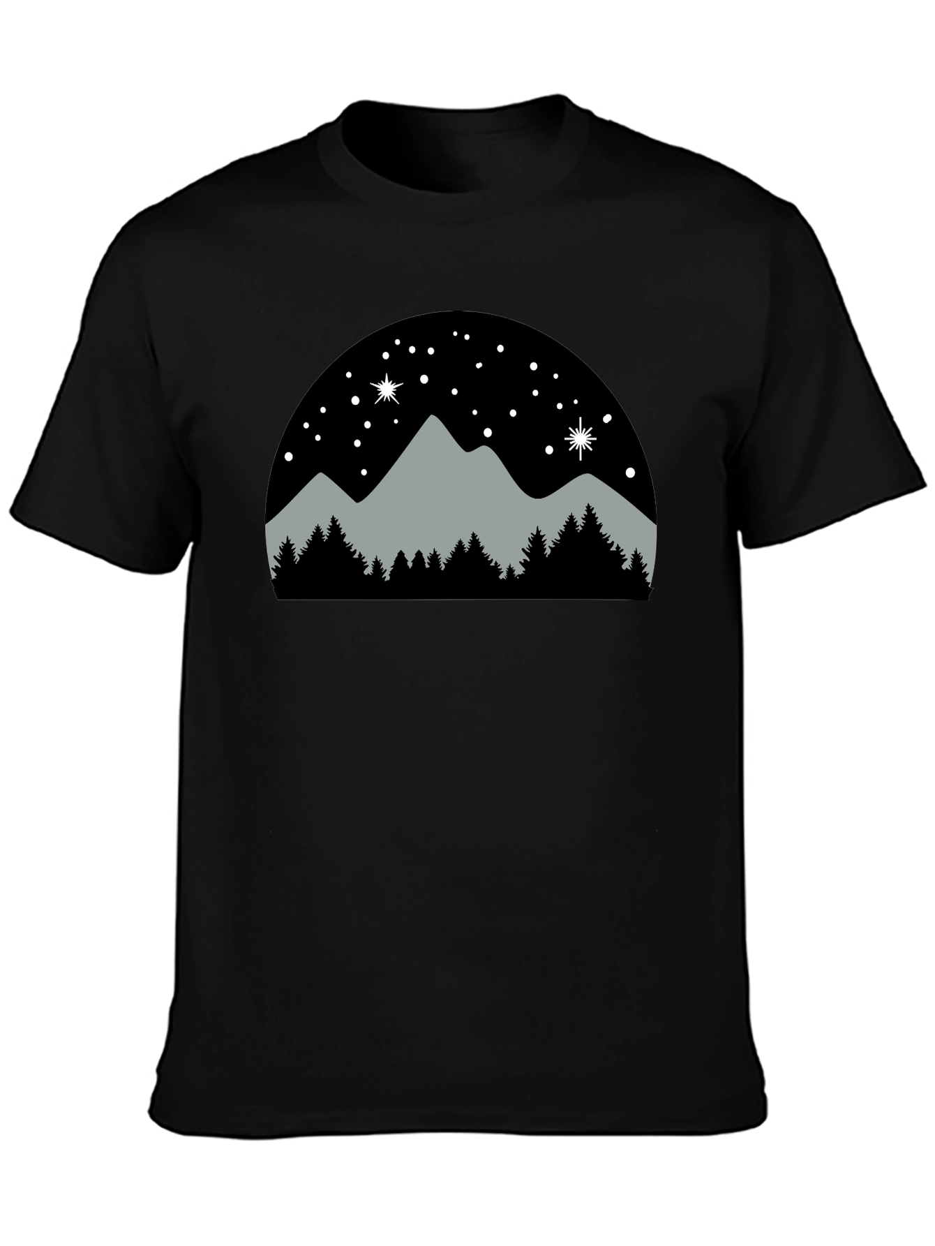 Black Mountain Night Scene T-Shirt view 3