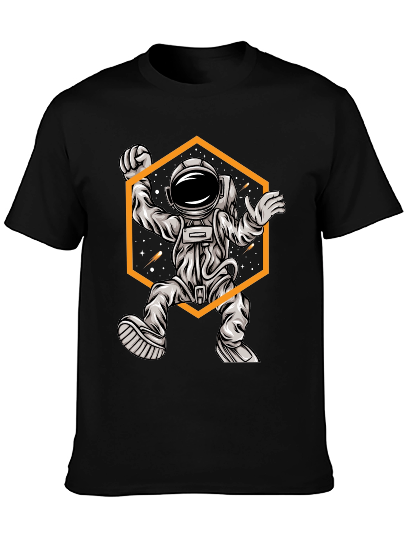 Black Astronaut Graphic Tee - Black Cotton T-Shirt view 3