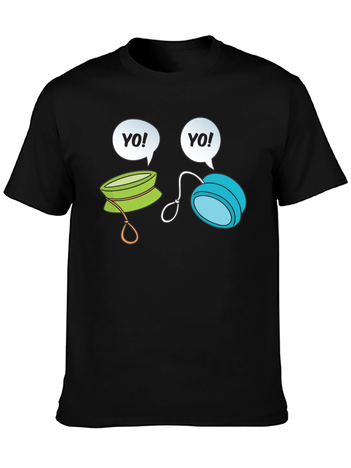 Black Yo-Yo Cartoon Graphic Black T-Shirt view 3