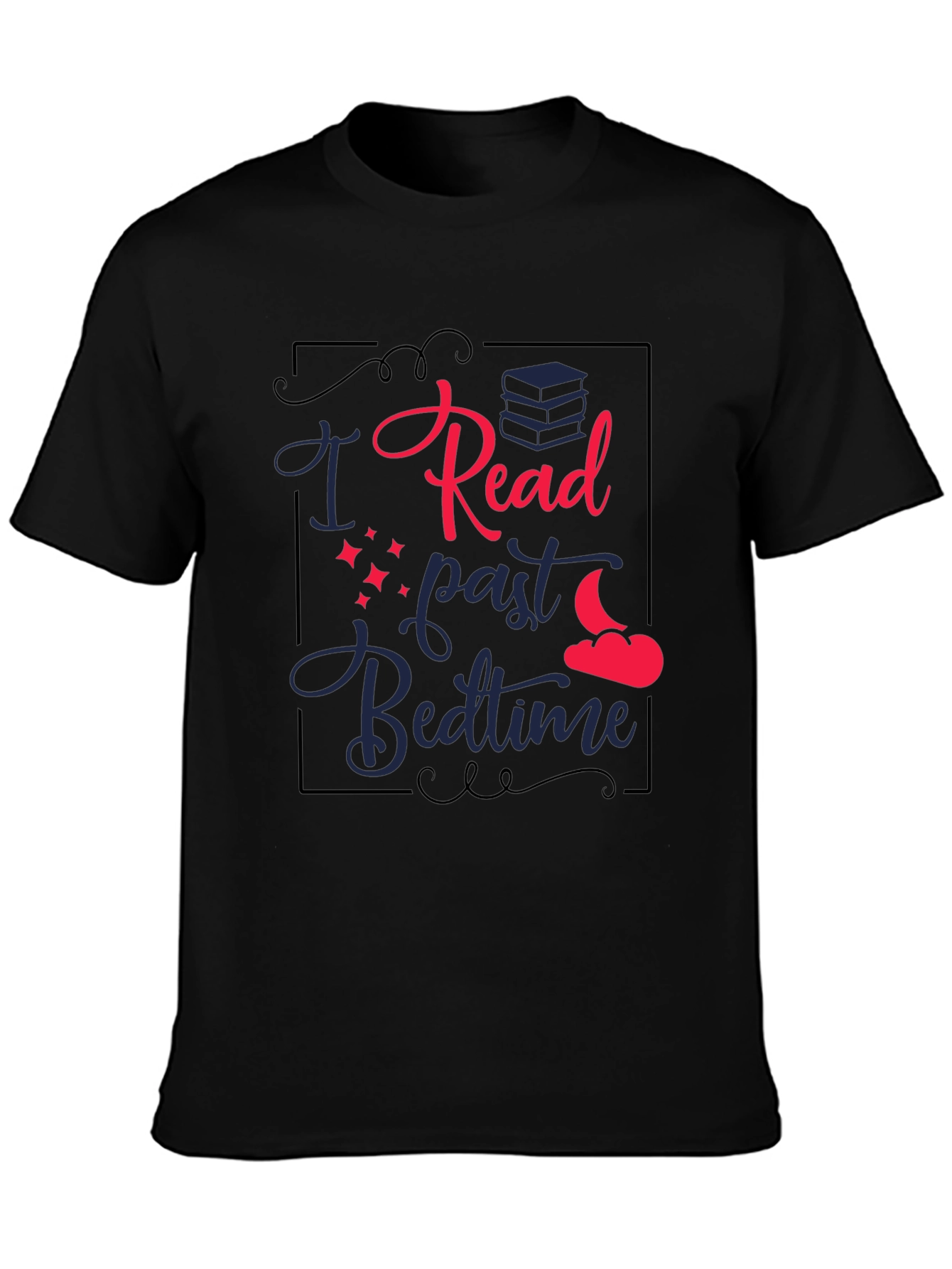 Black I Read Past Bedtime Graphic T-Shirt view 3
