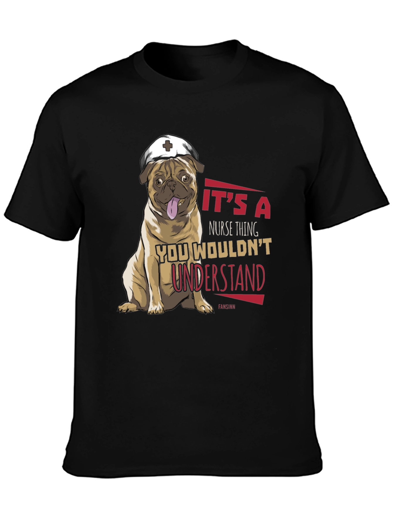 Black Nurse Pug T-Shirt - It's a Nurse Thing view 3