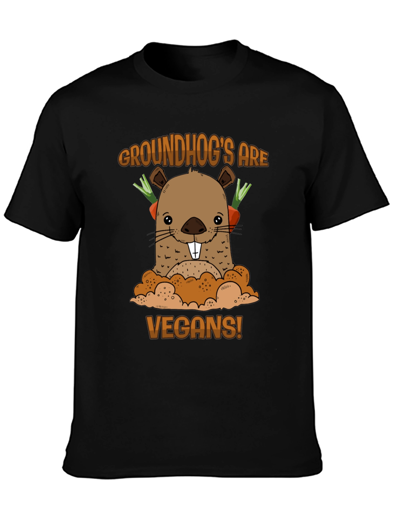 Black Groundhog Vegan T-Shirt - Cute Animal Tee view 3