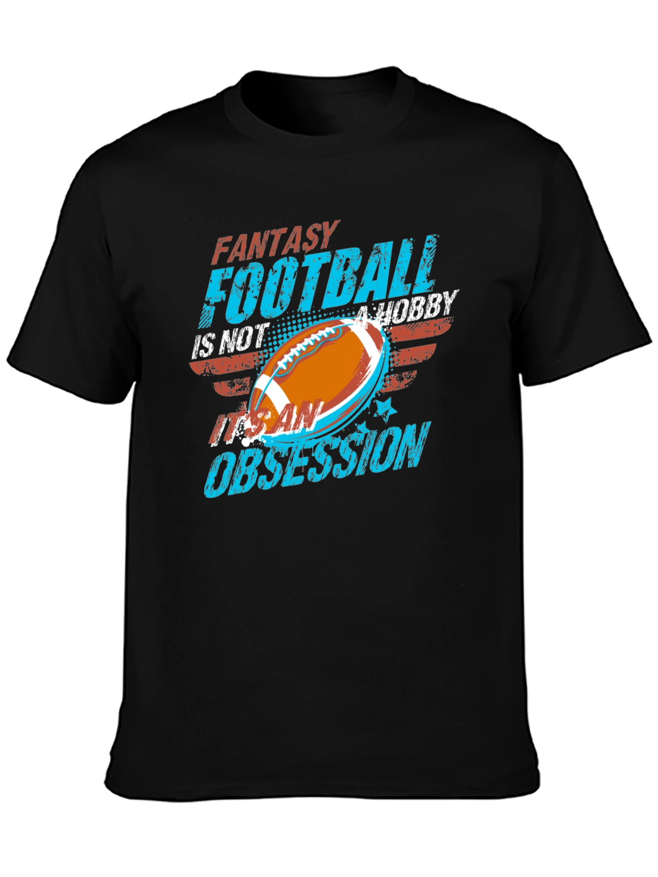 Black Fantasy Football Obsession T-Shirt view 3