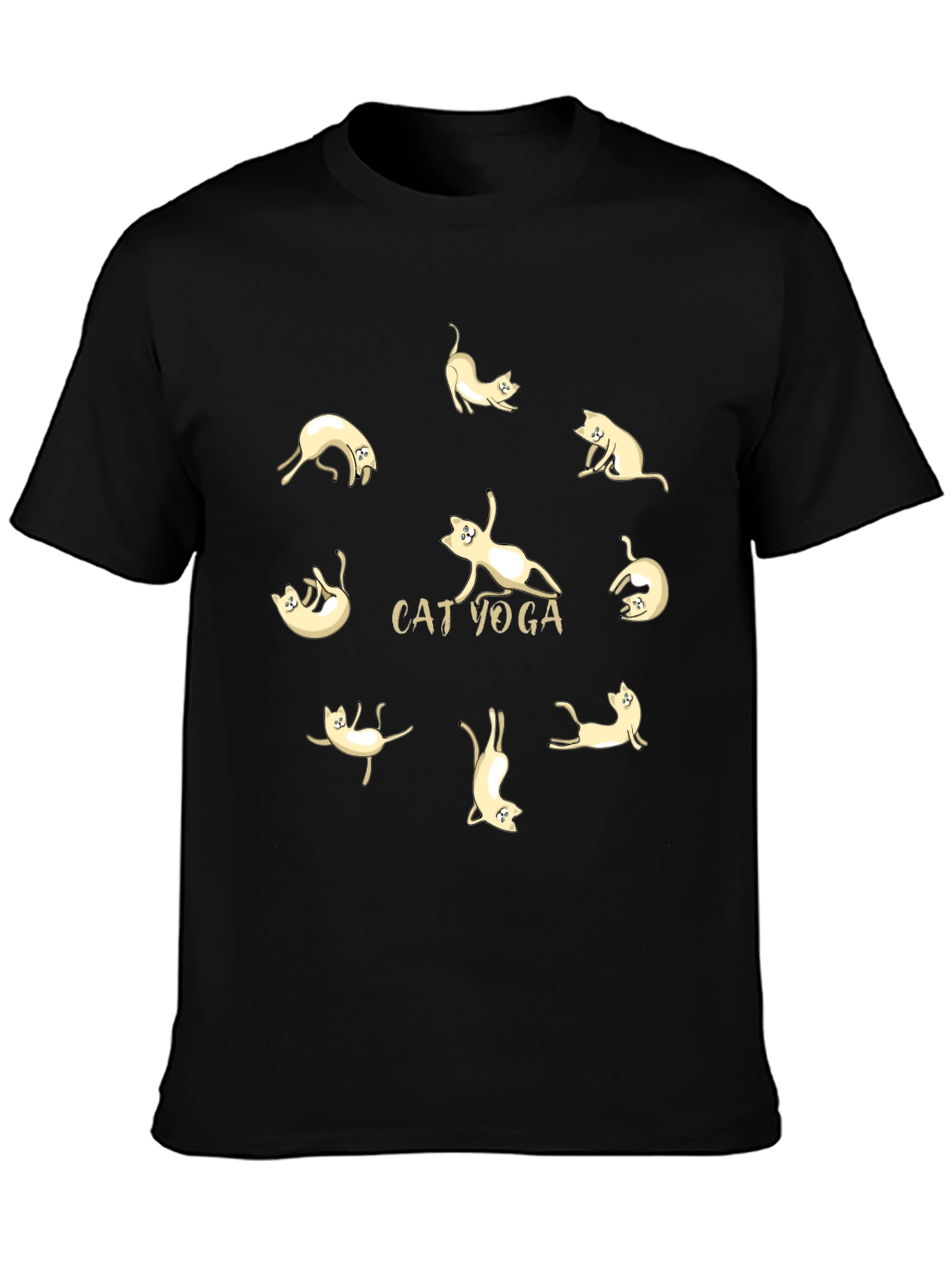 Black Cat Yoga Black T-Shirt view 3