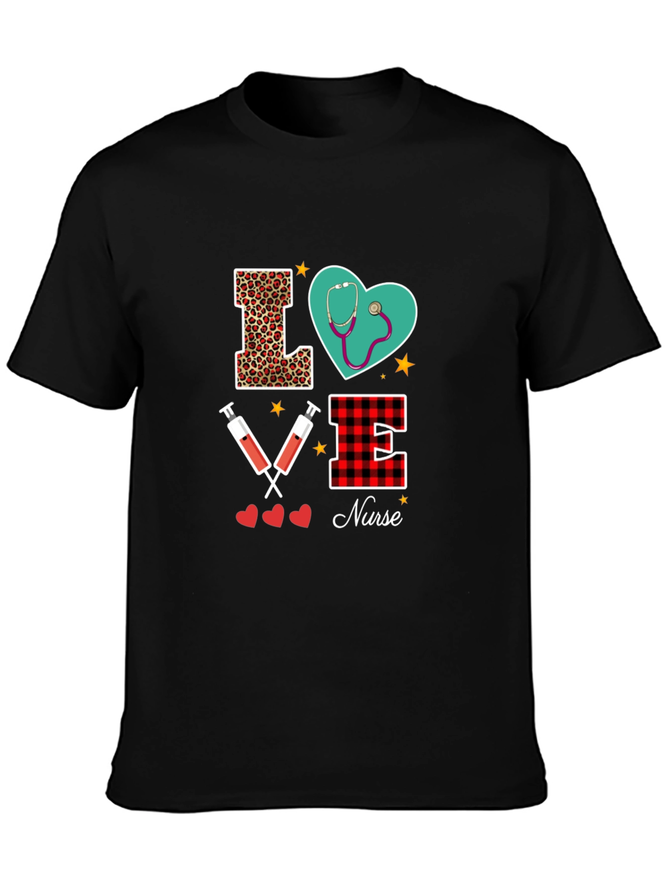 Black Love Nurse Graphic Tee Shirt view 3
