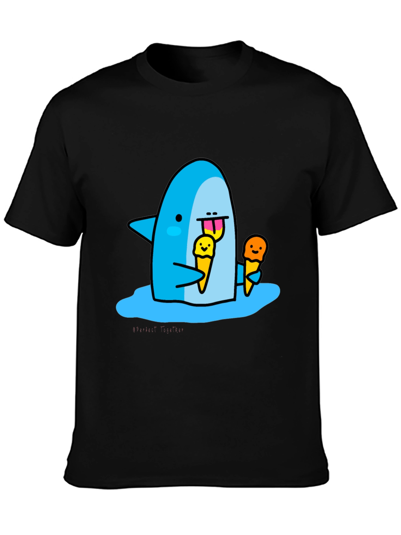 Black Shark Eating Ice Cream Graphic T-Shirt view 3