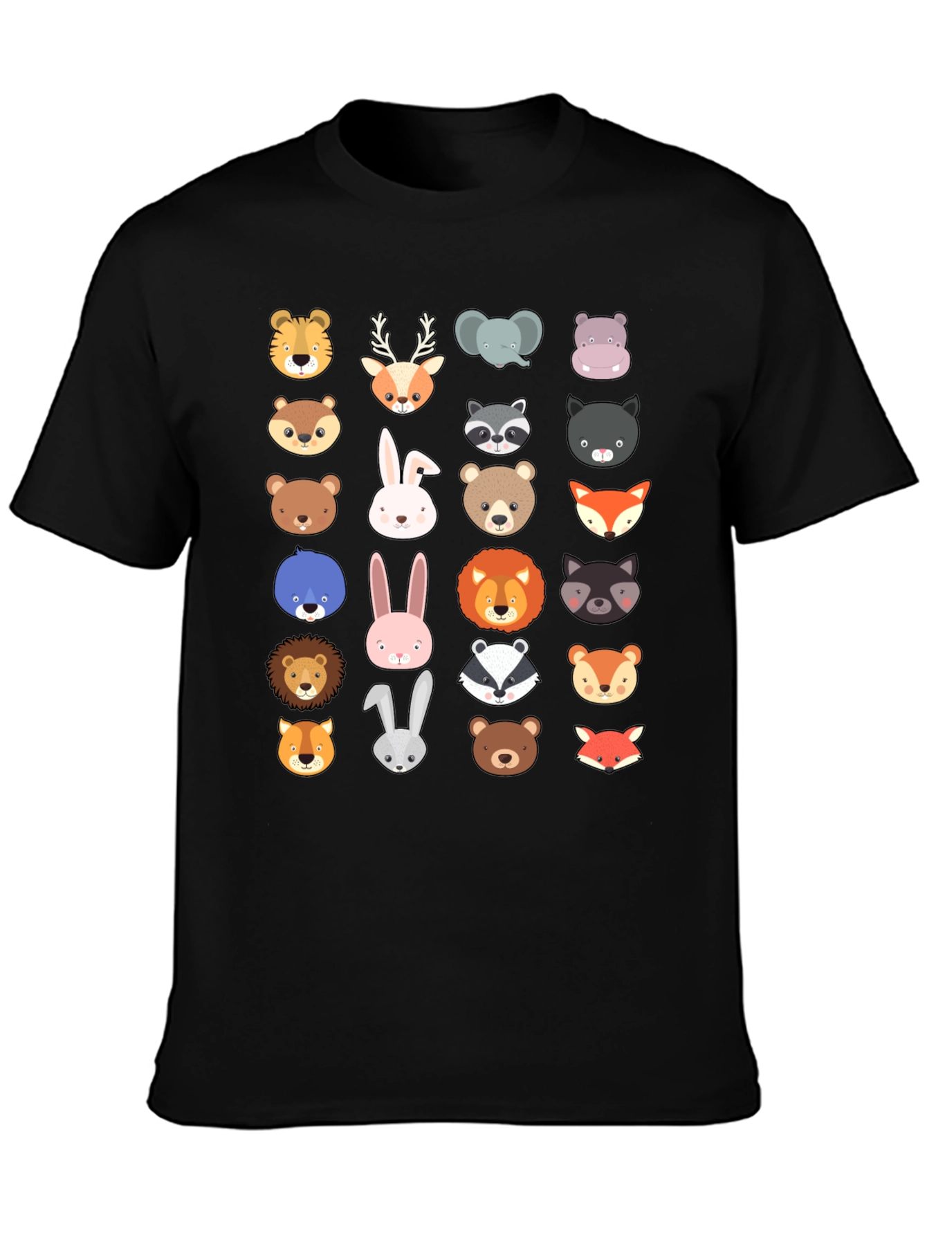 Black Animal Faces Graphic Tee - Black T-Shirt view 3