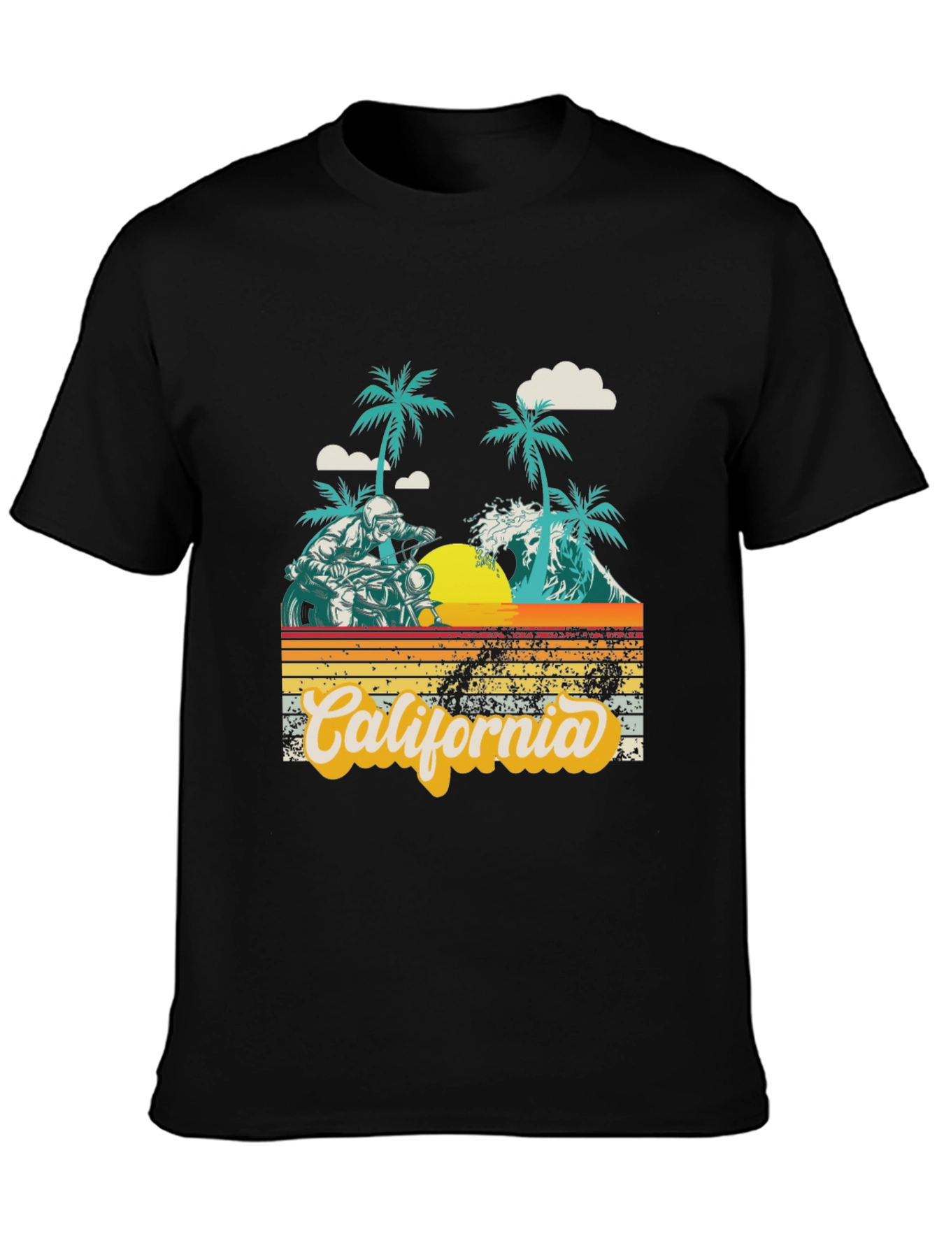 Black California Beach Motorcycle Graphic Tee view 3