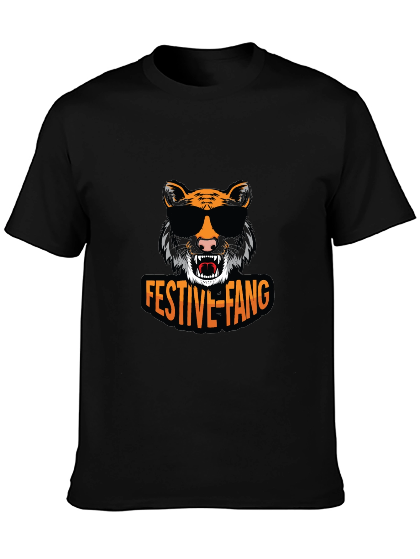 Black Festive Fang Tiger Graphic Tee view 3