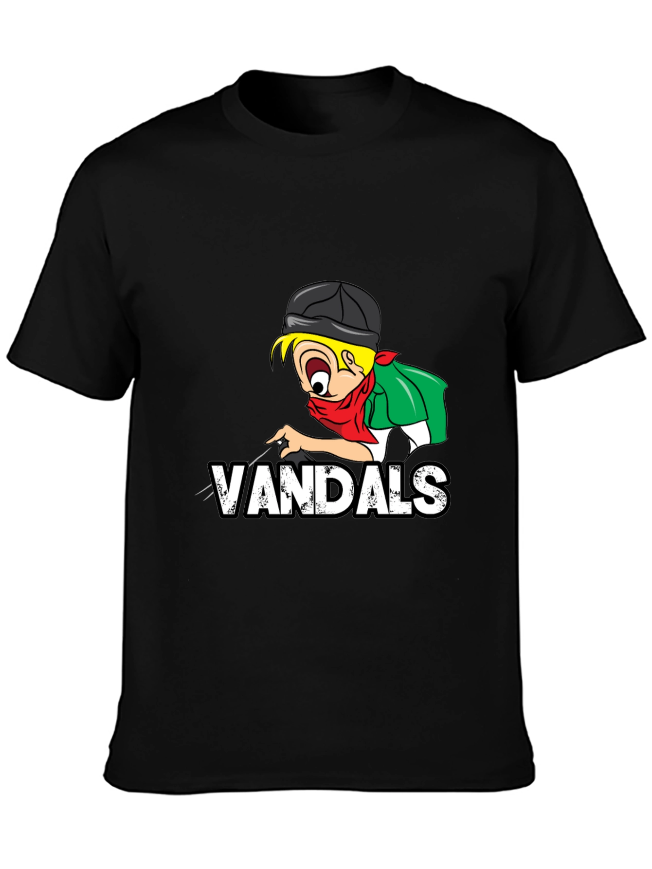 Black Vandals Cartoon Graphic Black T-Shirt view 3